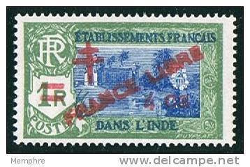 INDE Surcharge «Croix De Lorraine Et FRANCE LIBRE» 4 Ca Sur 1R  Maury  250  **  Signé - Unused Stamps