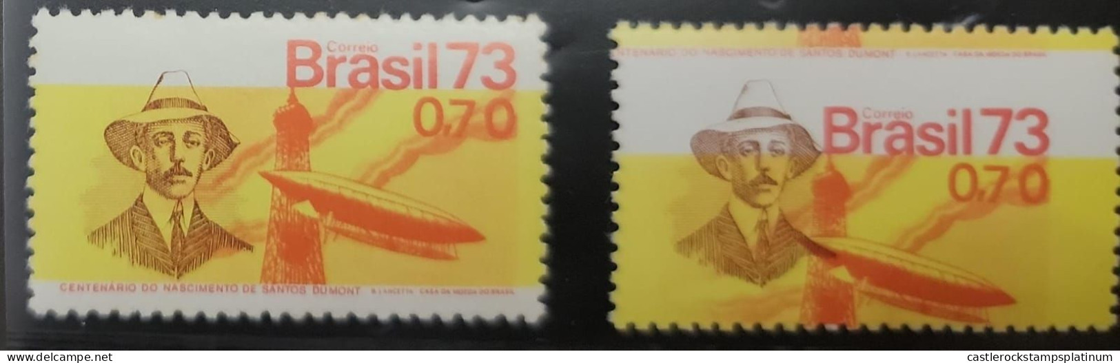 O) 1973 BRAZIL,  ERROR - RIGHT SIDE IMAGE, SANTOS DUMONT AND  BALLOON AND EIFFFEL TOWER, ALBERTO SANTOS DUMONT - AVIATIO - Other & Unclassified