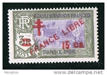 INDE Surcharge «Croix De Lorraine Et FRANCE LIBRE» 15 Ca Sur 3R  Yv 208 ** - Nuovi