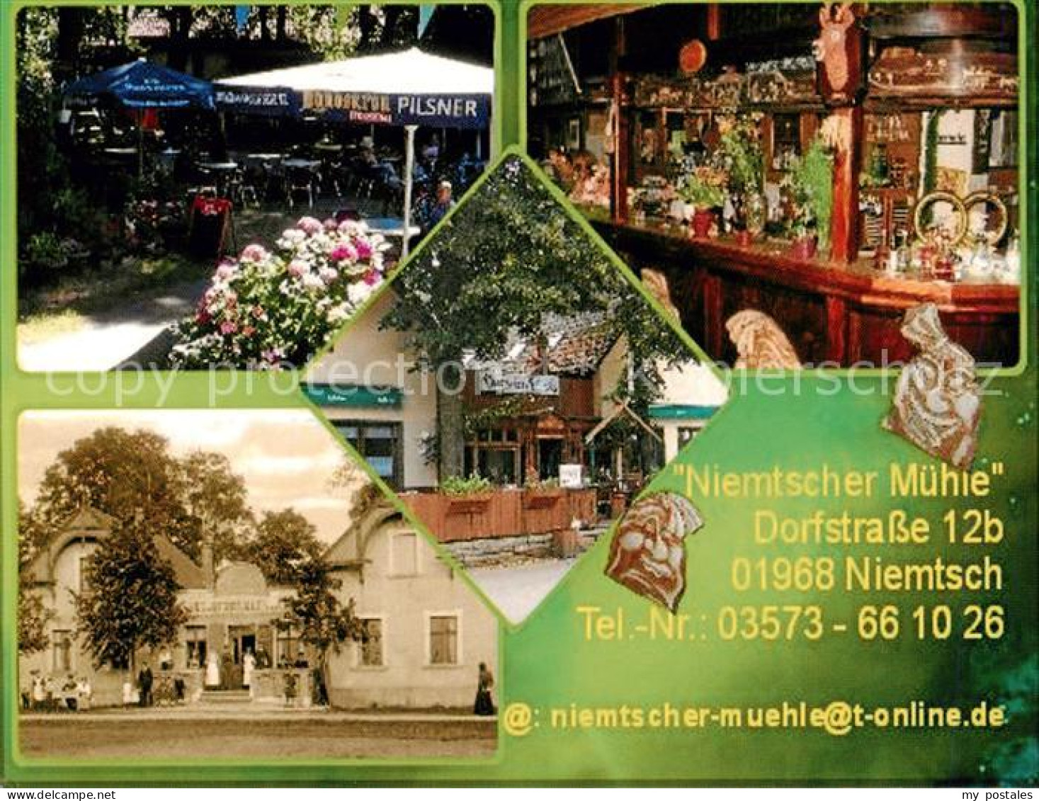 73858997 Niemtsch Niemtscher Muehle Biergarten Theke Damals Und Heute Niemtsch - Brieske