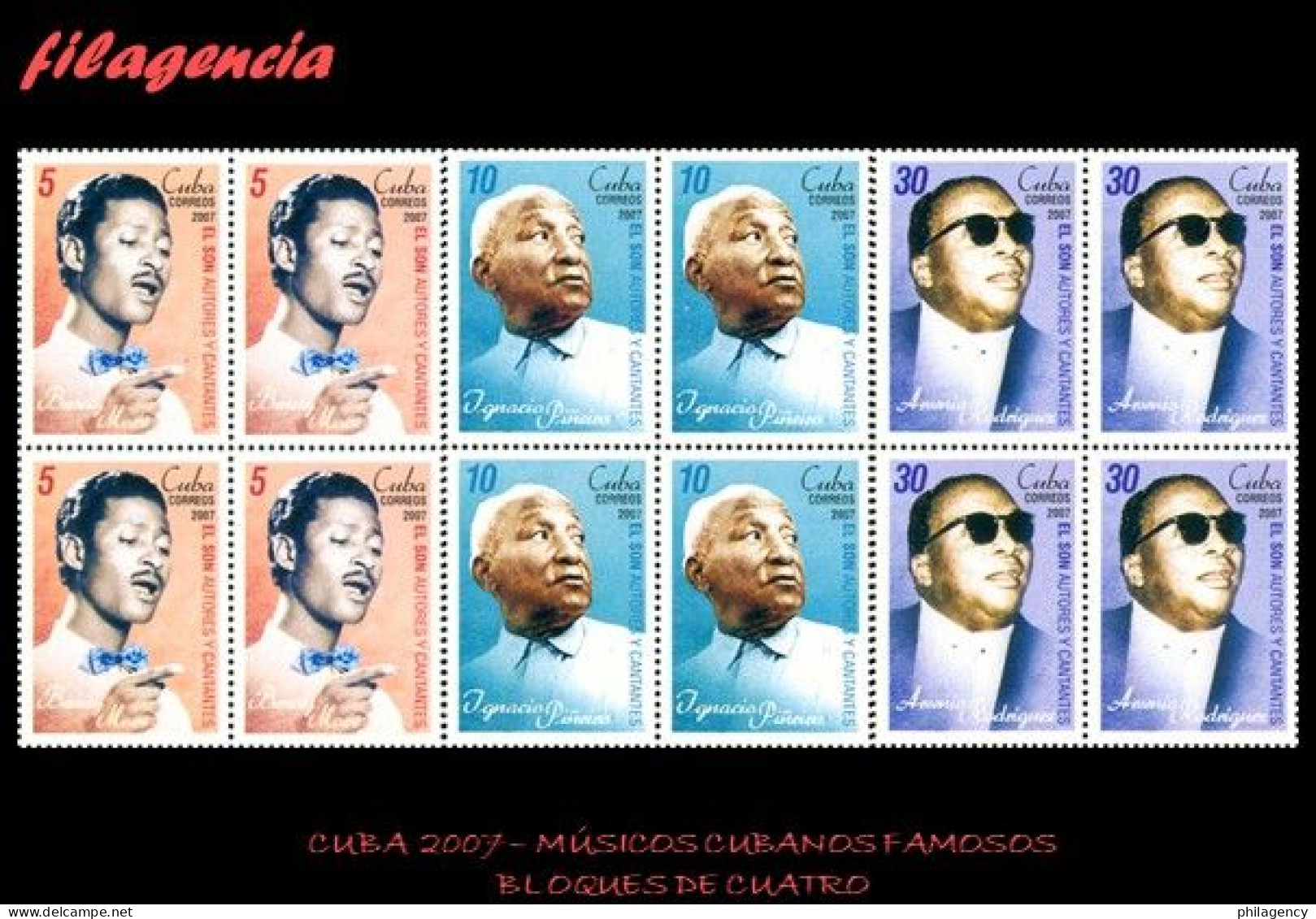 CUBA. BLOQUES DE CUATRO. 2007-16 MÚSICOS CUBANOS FAMOSOS - Unused Stamps