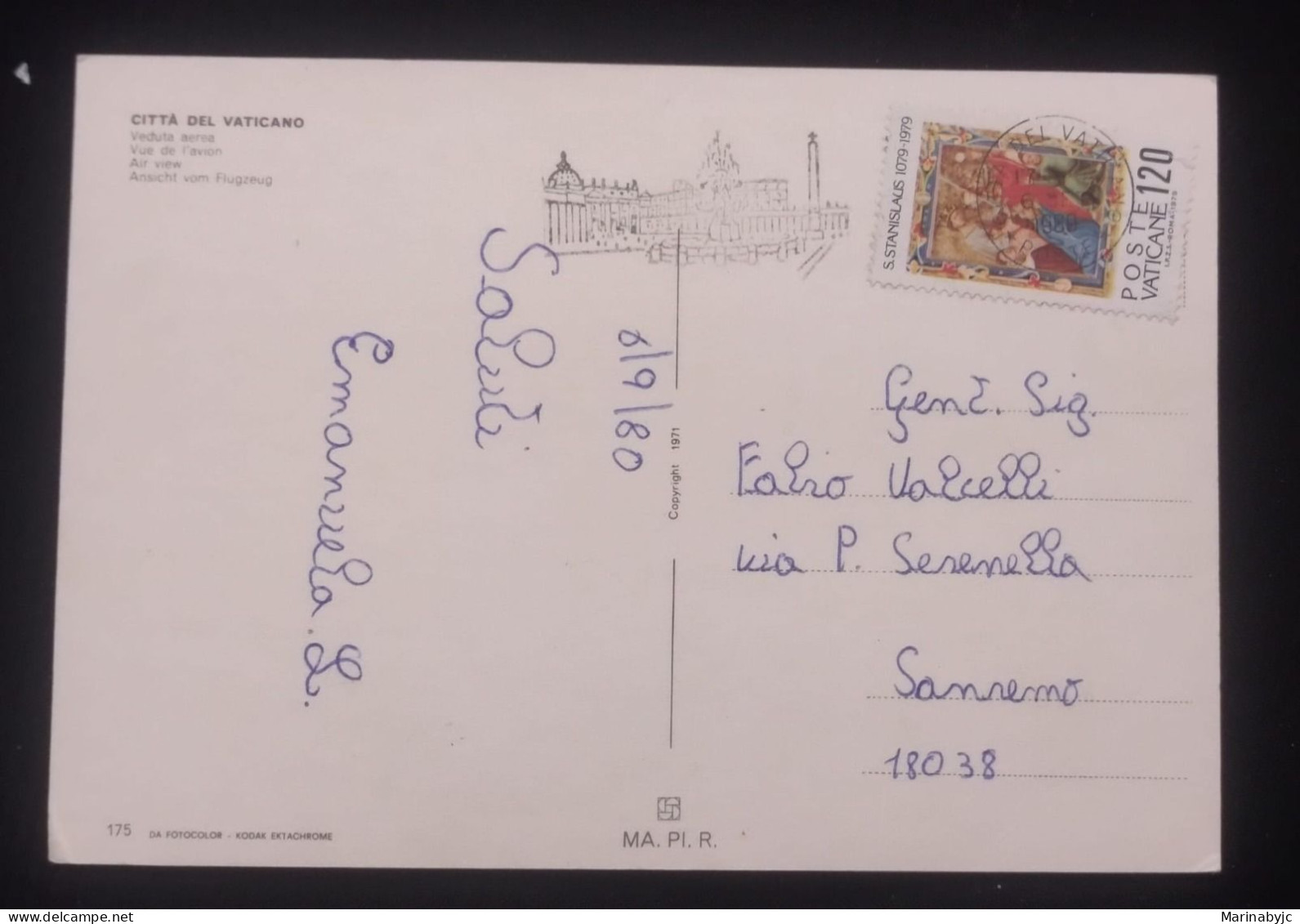 D)1980, VATICAN CITY, CIRCULATED POSTCARD, WITH STAMP IX CENTENARY OF THE MARTYRDOM OF SAINT STANISLAUS OF POLAND, SAINT - Other & Unclassified