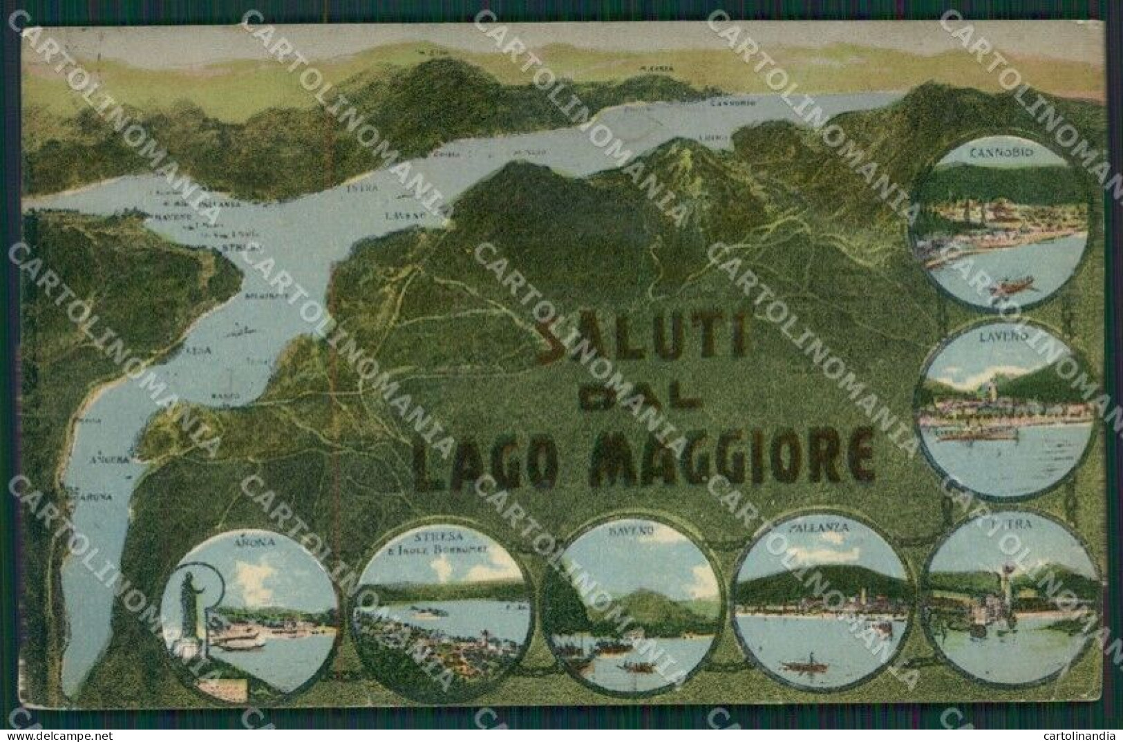 Novara Lago Maggiore Mappa PIEGA STRAPPINO Cartolina KV4763 - Novara