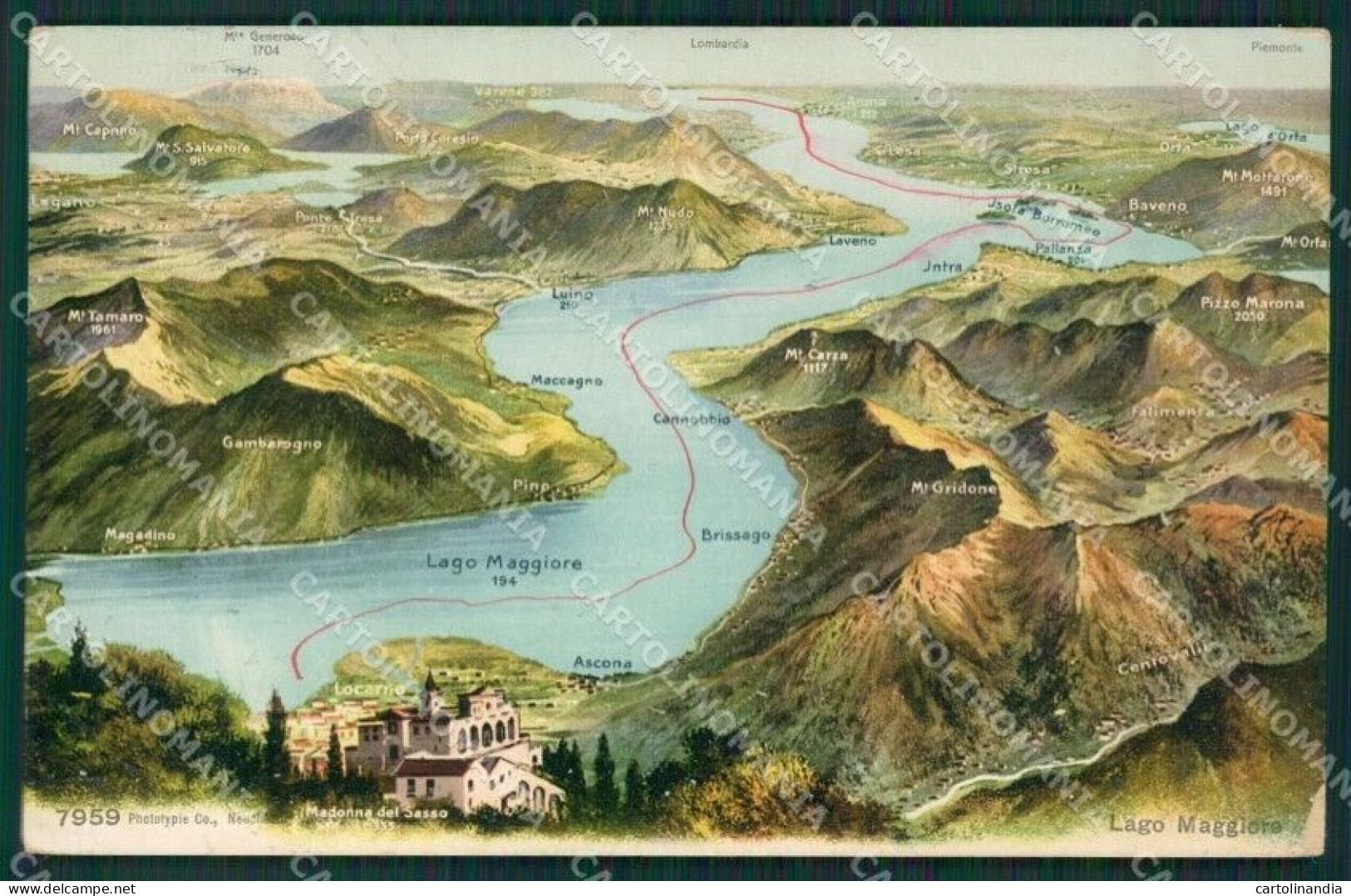 Verbania Madonna Del Sasso Mappa Cartolina KV4756 - Verbania