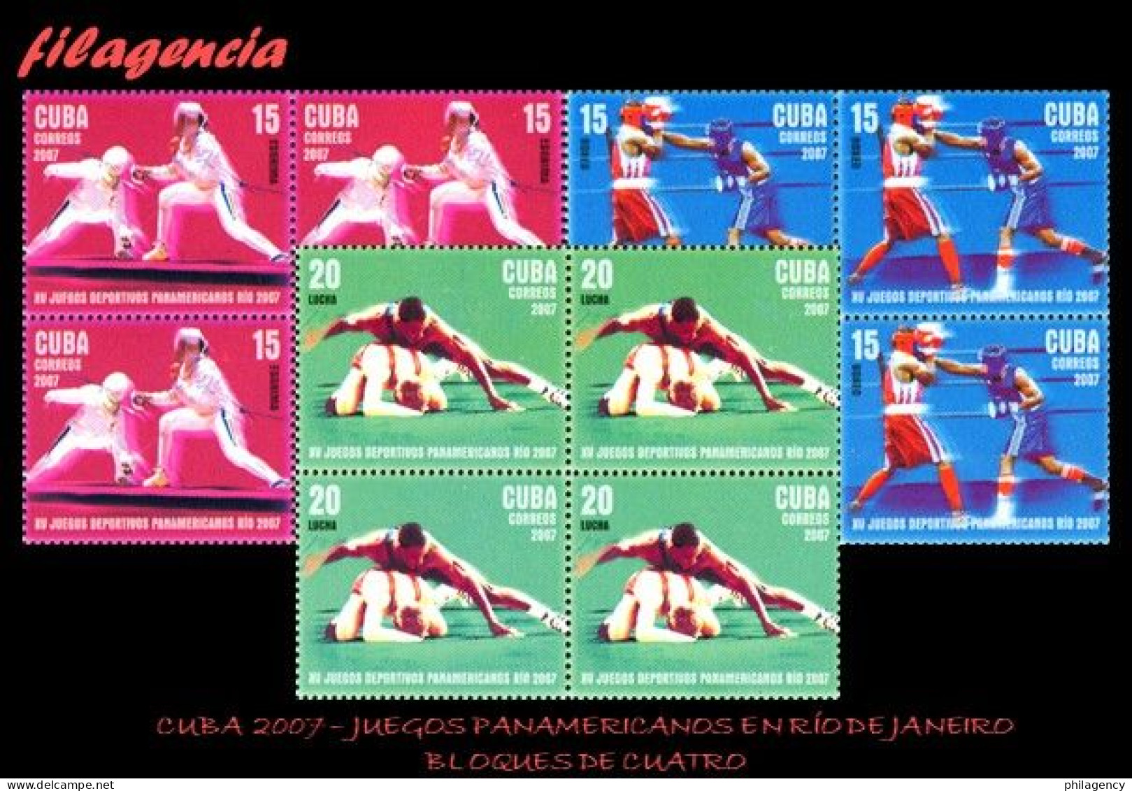 CUBA. BLOQUES DE CUATRO. 2007-21 JUEGOS PANAMERICANOS EN RÍO DE JANEIRO - Neufs