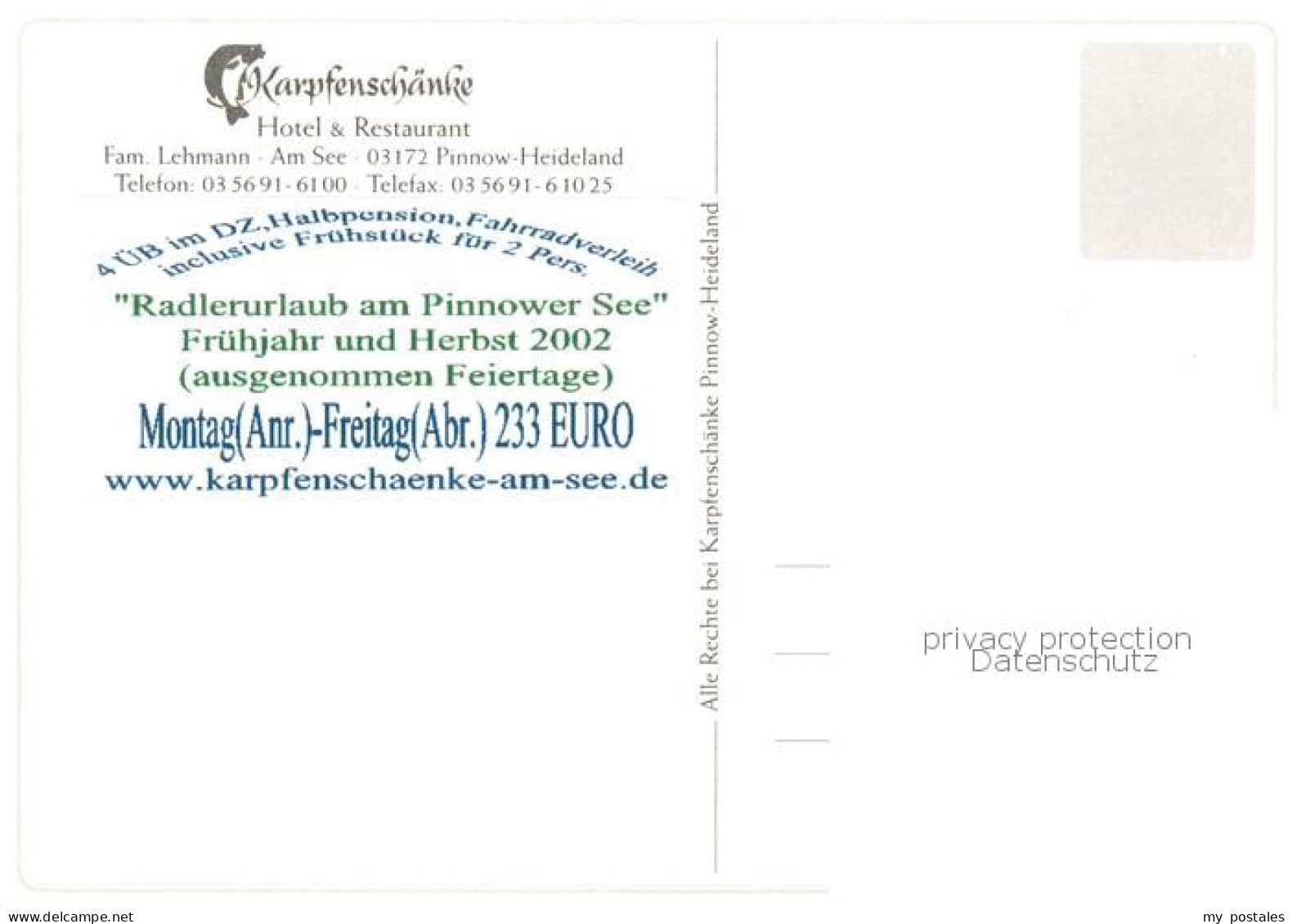 73858586 Pinnow-Heideland Hotel Restaurant Karpfenschaenke Blick Zum Pinnower Se - Schenkendöbern