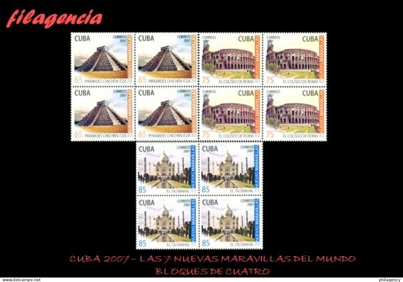 CUBA. BLOQUES DE CUATRO. 2007-24 LAS SIETE NUEVAS MARAVILLAS DEL MUNDO - Ungebraucht