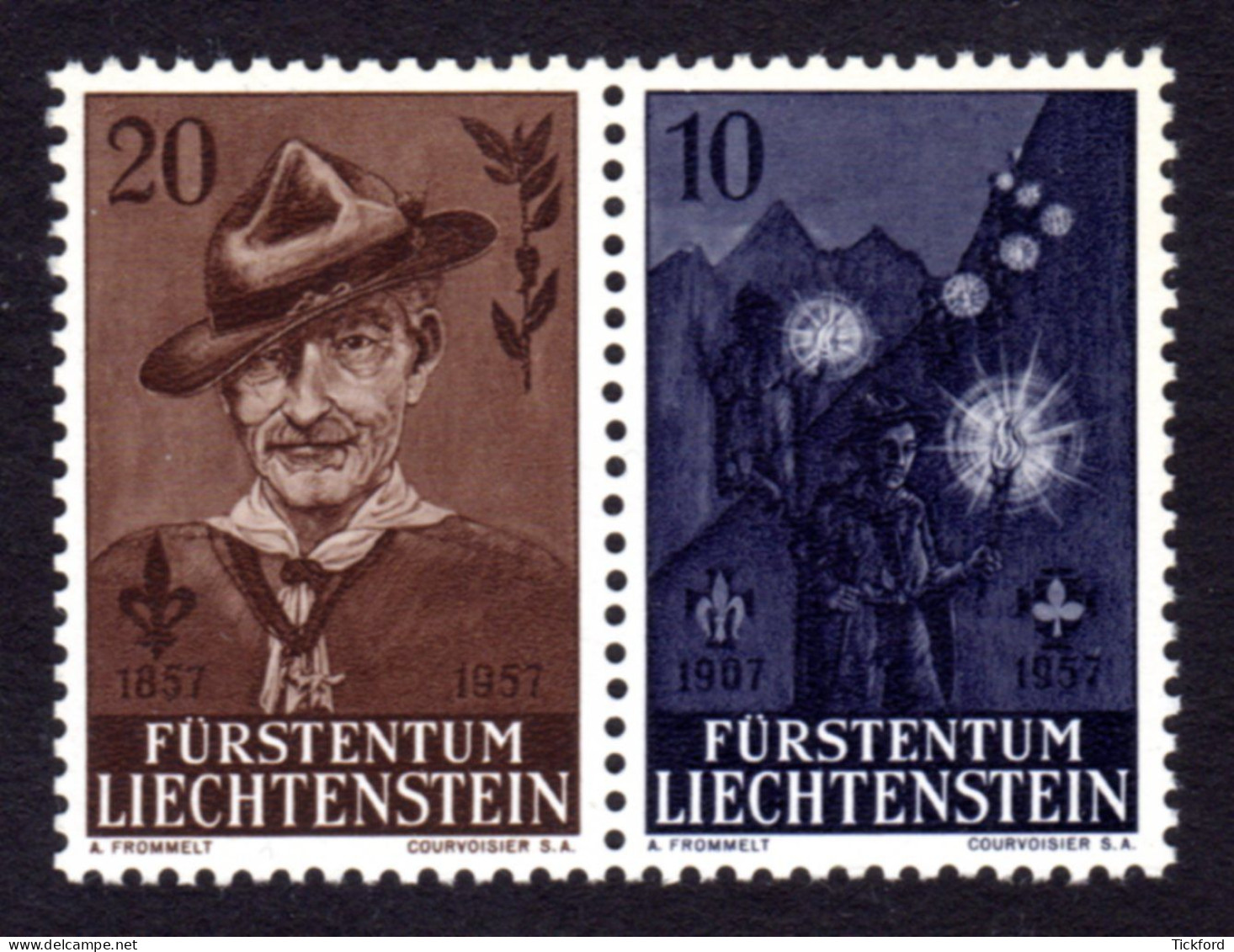 LIECHTENSTEIN 1957 - Yvert N° 322/323 - NEUF ** LUXE / MNH - Lord Baden-Powell, TB - Neufs