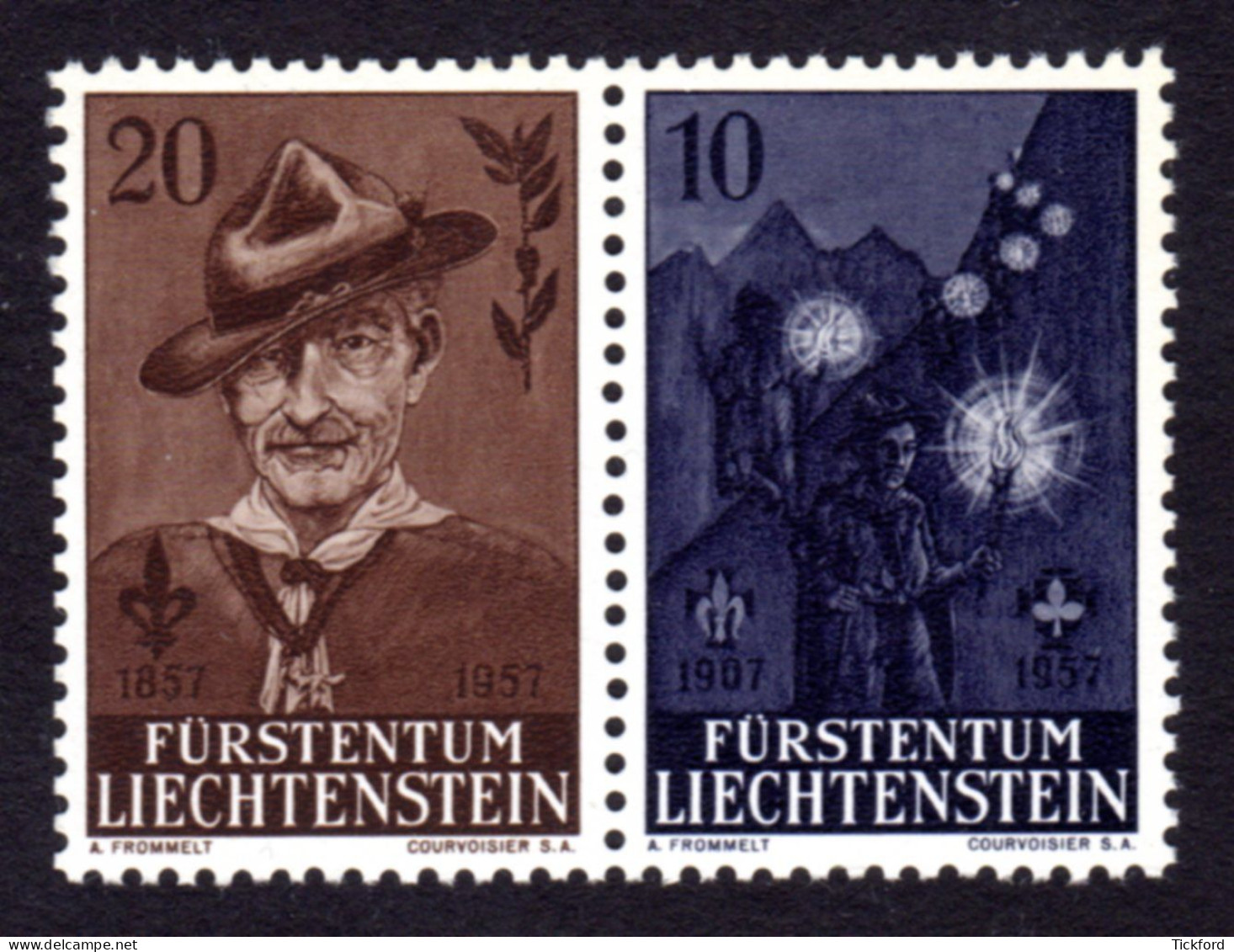 LIECHTENSTEIN 1957 - Yvert N° 322/323 - NEUF ** LUXE / MNH - Lord Baden-Powell, TB - Unused Stamps