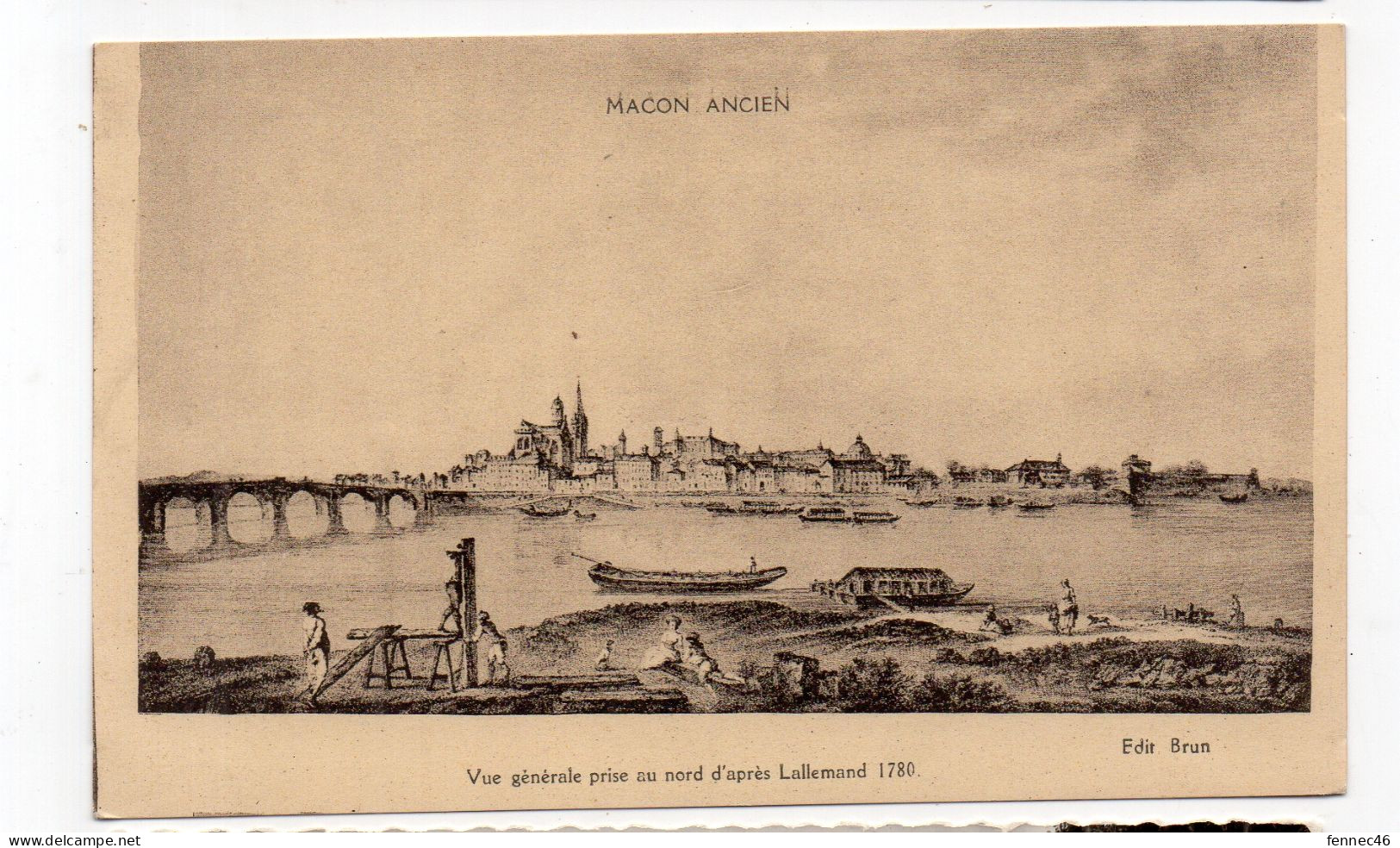 71 - MACON Ancien - Vue Générale Prise Au Nord, D'après Lallemand 1780 (K142) - Macon