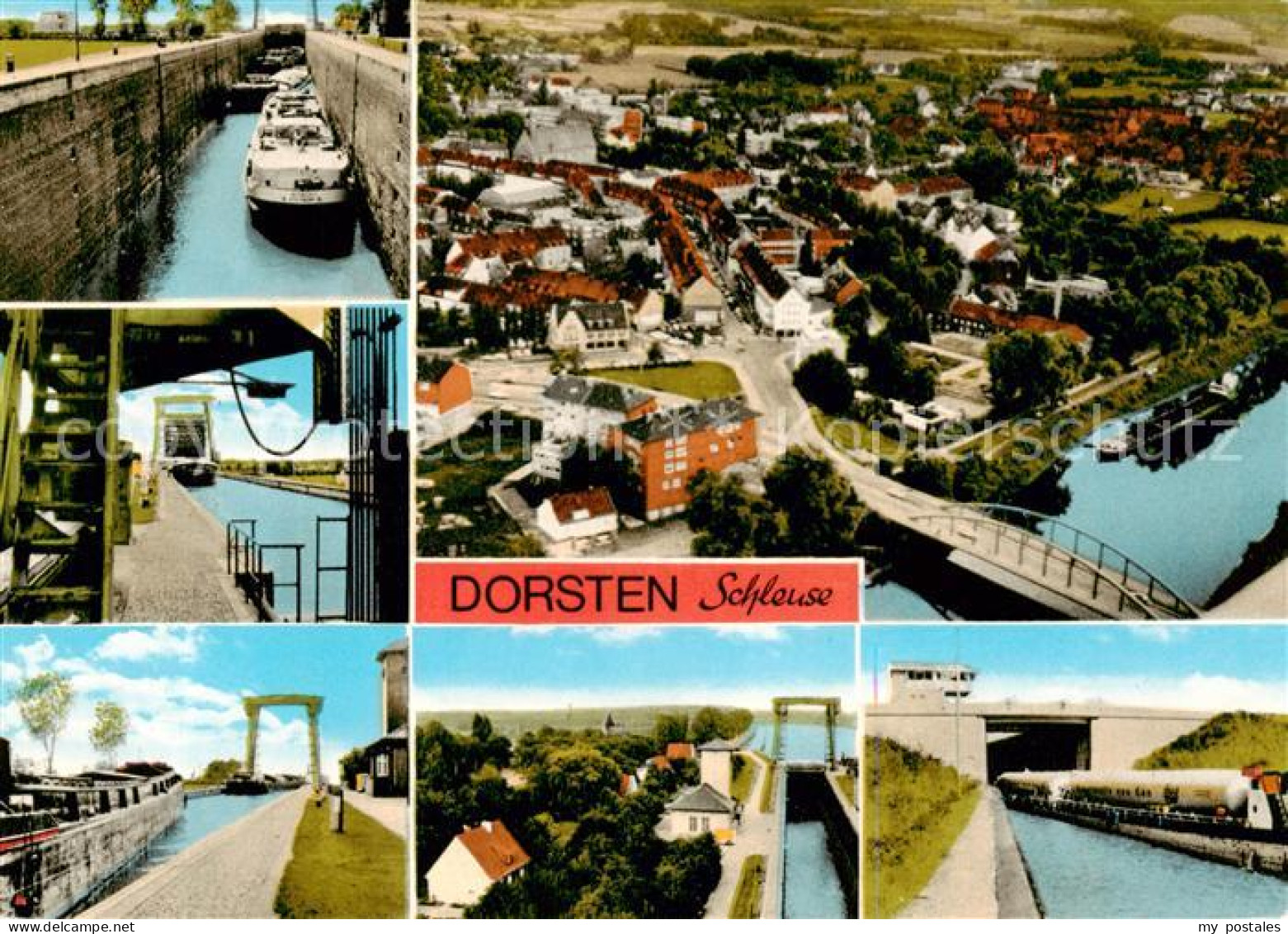 73858292 Dorsten Fliegeraufnahme Schleuse Binnenschifffahrt Dorsten - Dorsten