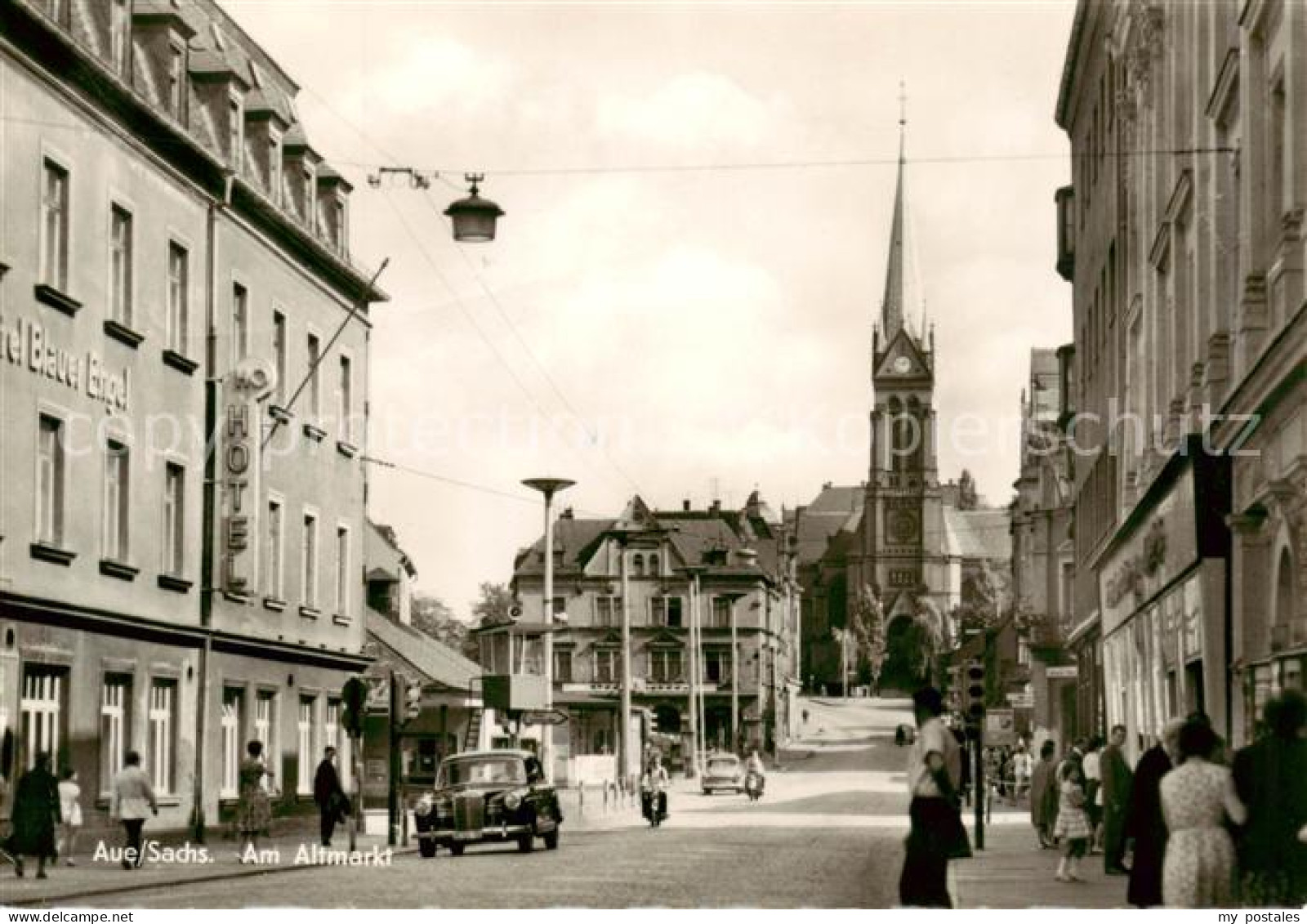 73858218 Aue  Sachsen Am Altmarkt Blick Zur Kirche  - Aue