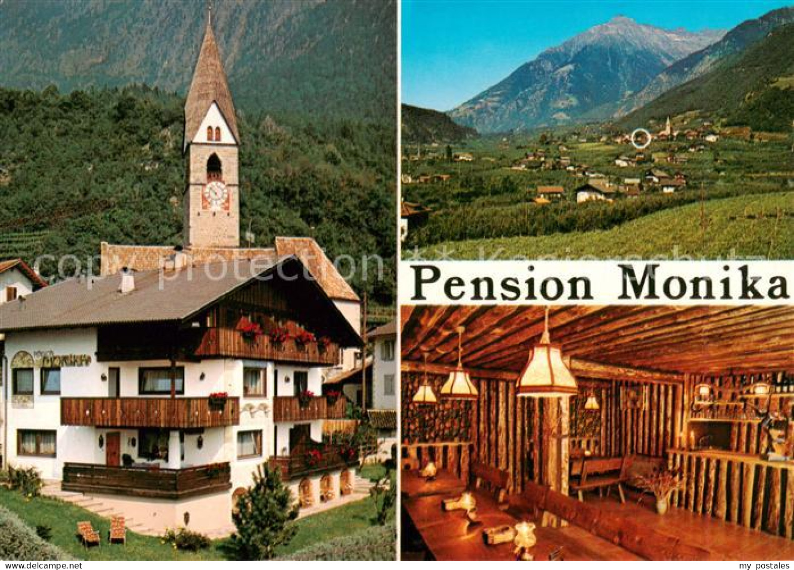 73858071 Algund Merano Suedtirol IT Pension Monika Gaststube Kirche Panorama  - Autres & Non Classés