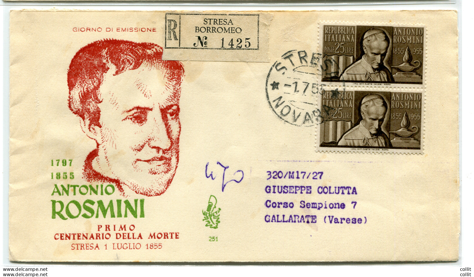 Rosmini Coppia Su Busta Venetia Racc. - FDC