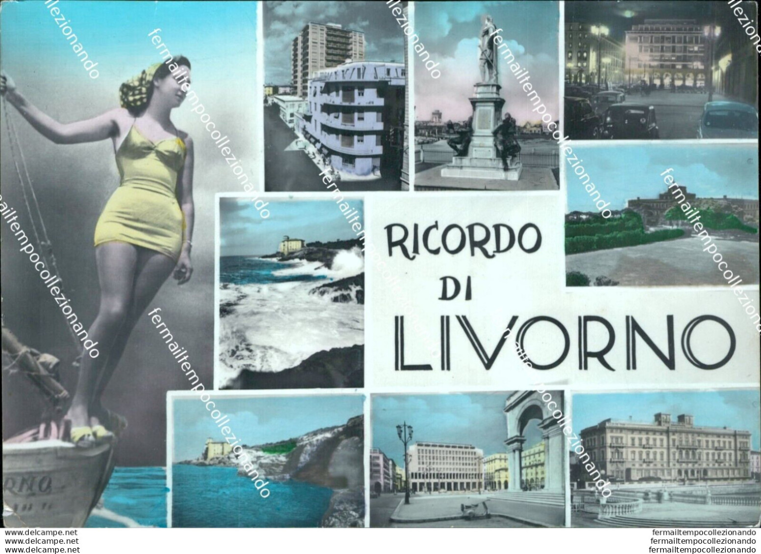 Br228 Cartolina Ricordo Di Livorno Citta' Vedutine Pin Up Toscana - Livorno