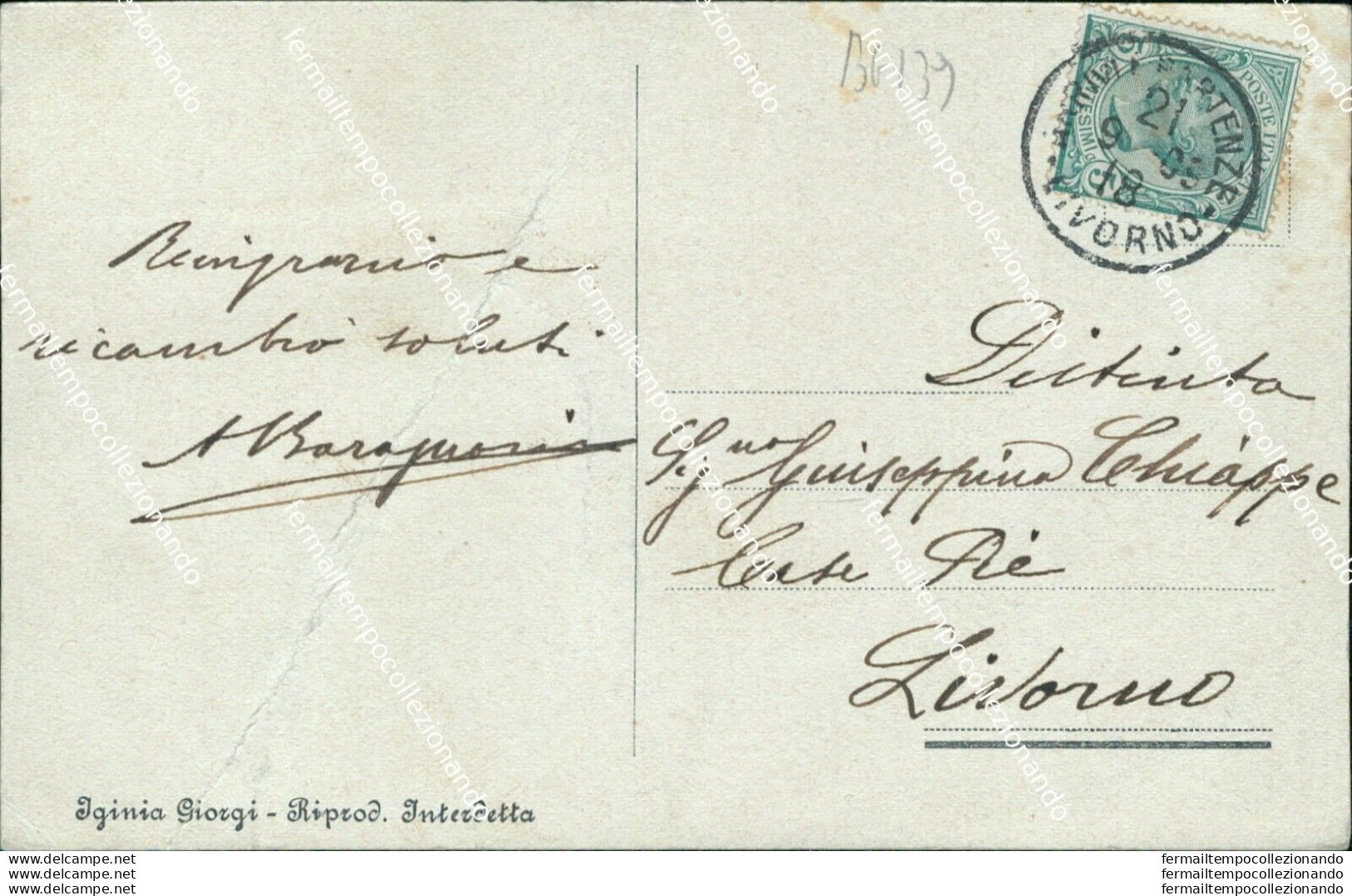 Bg139 Cartolina Saluti Da Montenero 1918 Provincia Di Livorno - Livorno