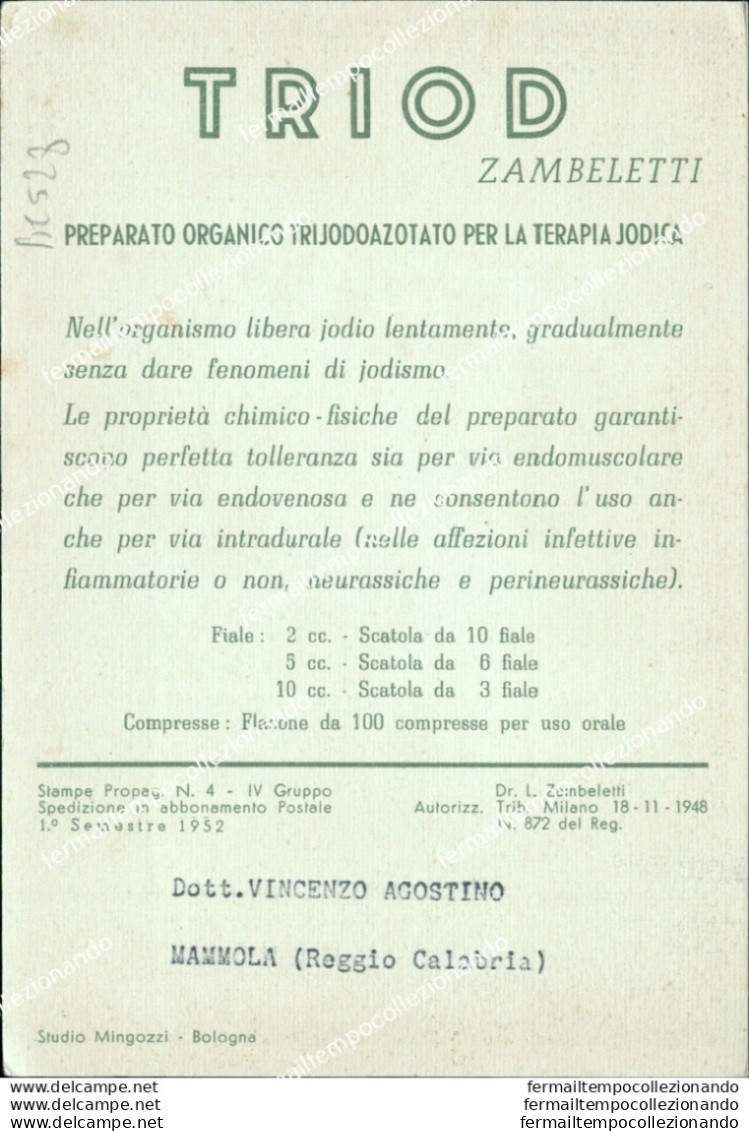 Bc528 Cartolina Pubblicitaria Medicinale Triod - Livorno