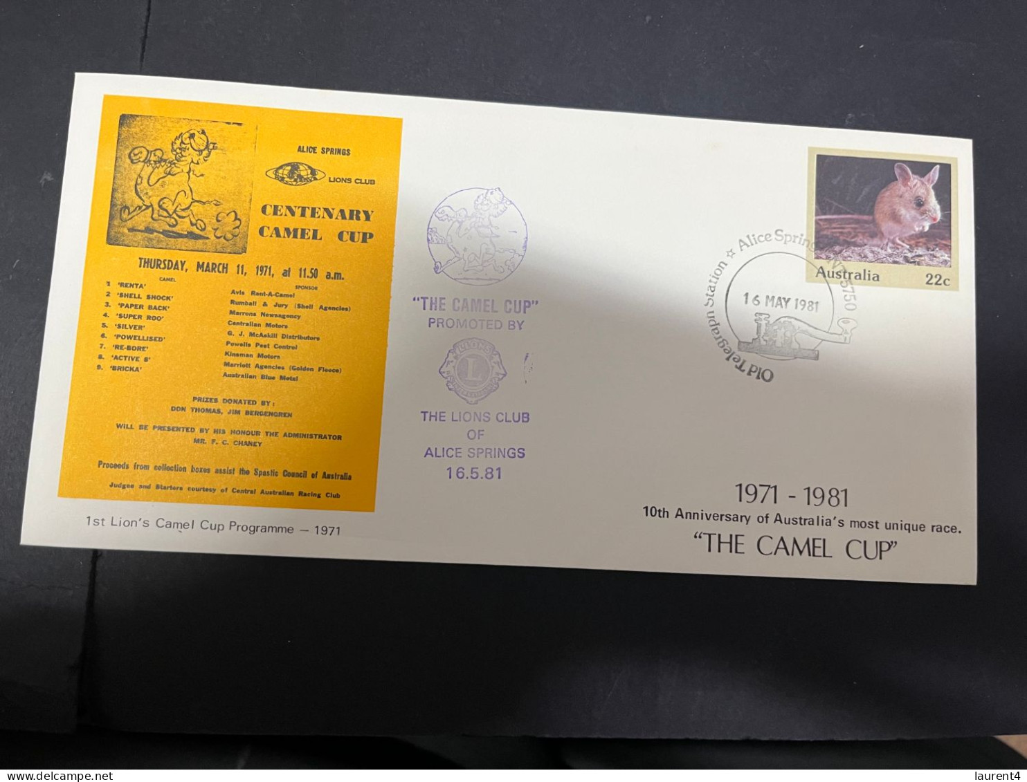 26-4-2024 (3 Z 9) Australia FDC - 1981 - Alice Springs Centenary Of Camel Cup (special P/m) 2 Covers (with Inserts) - Omslagen Van Eerste Dagen (FDC)