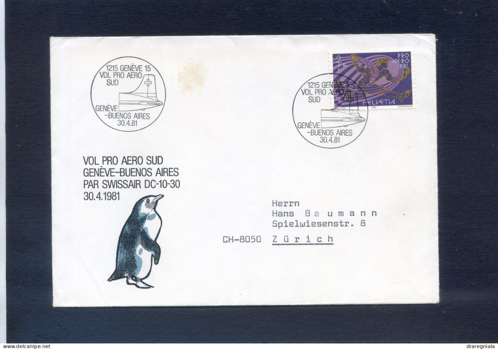 Pro Aero 1981, Mit Sonderstempel Erinnerungsflug: Genève-Buenos Aires 30.4.1981 - Premiers Vols