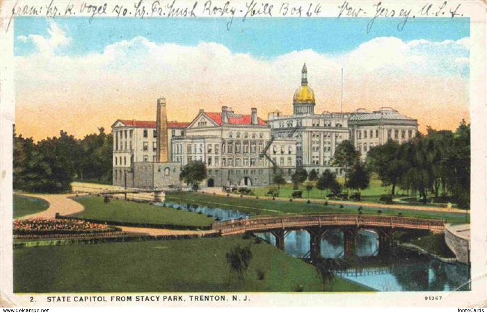 73972887 Trenton_New_Jersey State Capitol From Stacy Park Illustration - Andere & Zonder Classificatie