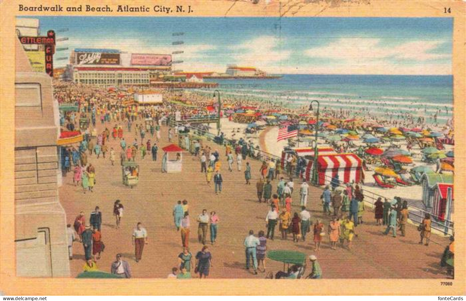 73972884 Atlantic_City_New_Jersey_USA Boardwalk And Beach Illustration - Otros & Sin Clasificación