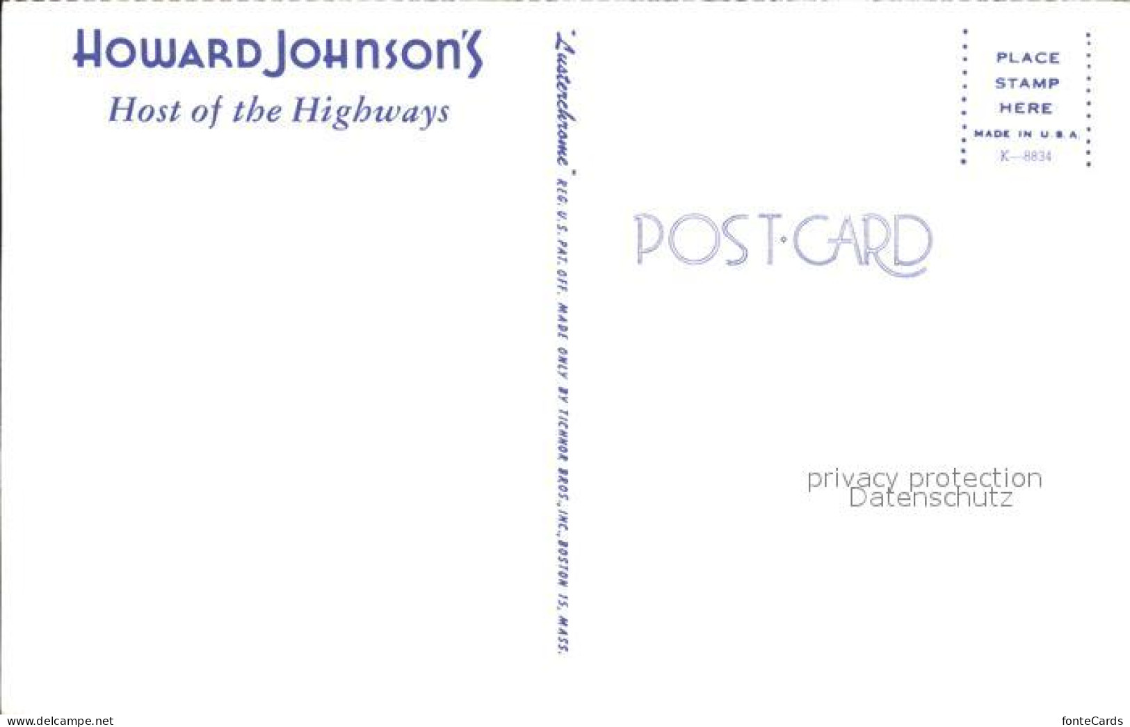 72250738 Boston_Massachusetts Howard Johnsons Host Of The Highways - Autres & Non Classés