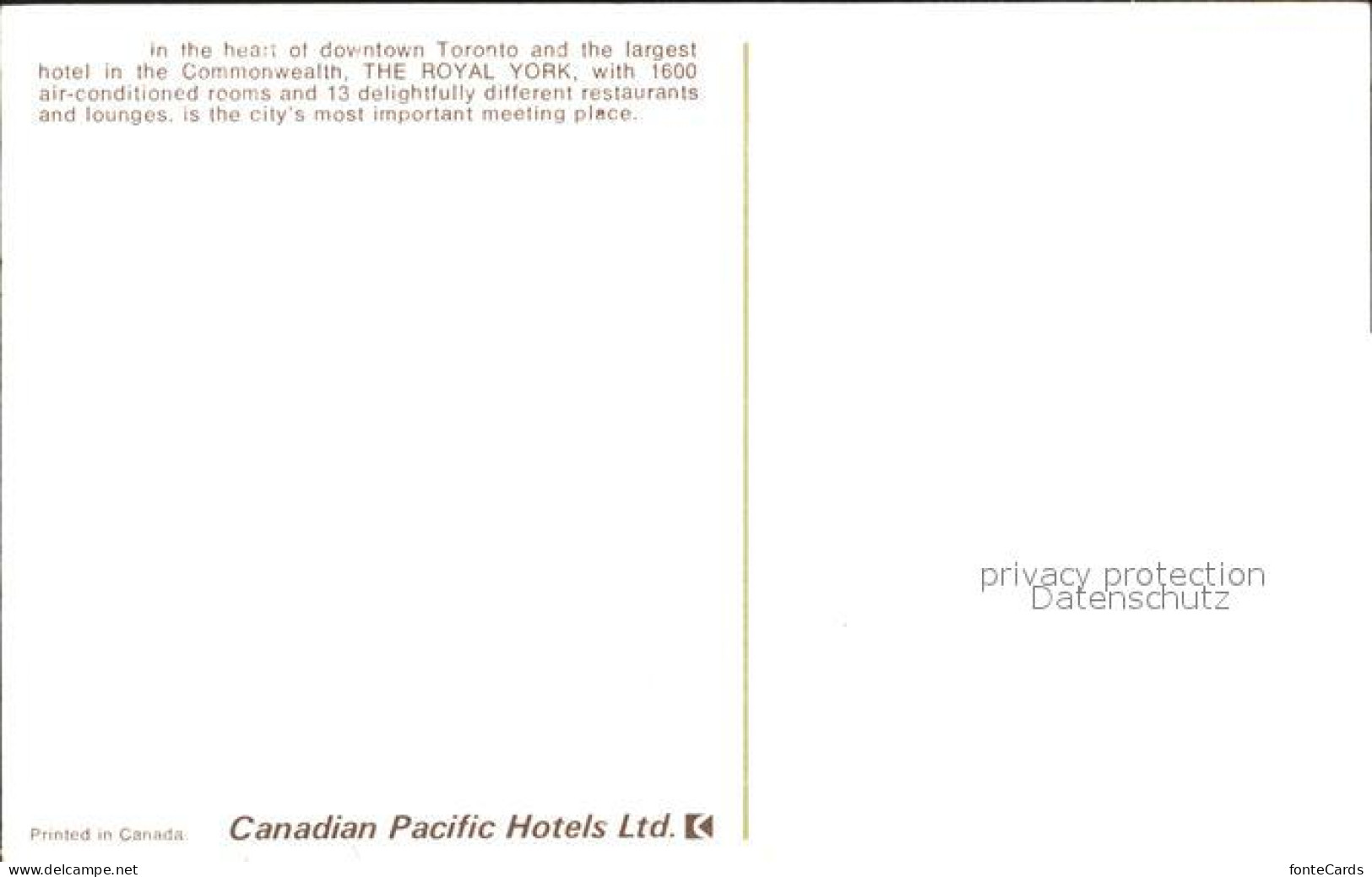 72246388 Toronto Canada Royal York Hotel  - Zonder Classificatie