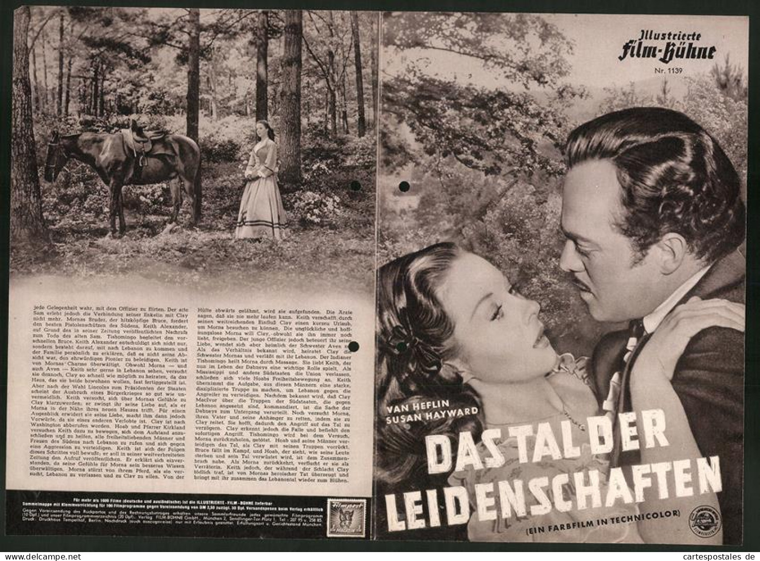 Filmprogramm IFB Nr. 1139, Das Tal Der Leidenschaften, Van Heflin, Susan Hayward, Boris Karloff, Regie George Marshall  - Revistas