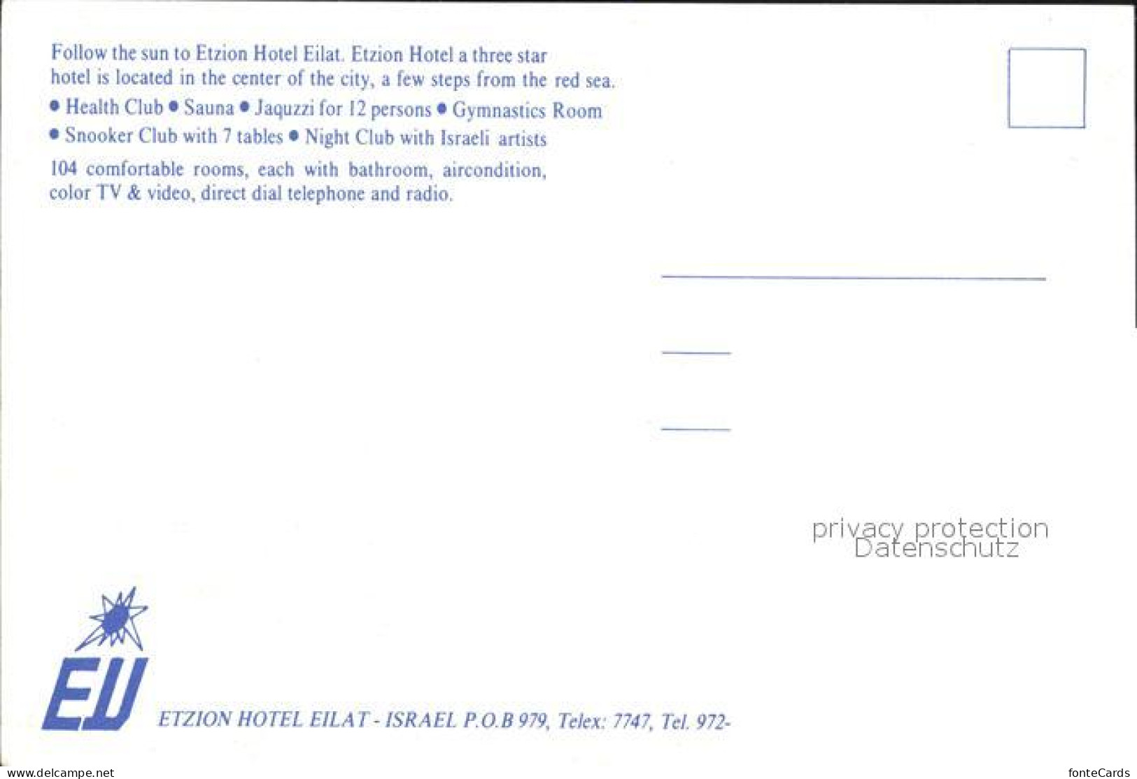 72238255 Israel Etzion Hotel Eilat  Israel - Israël