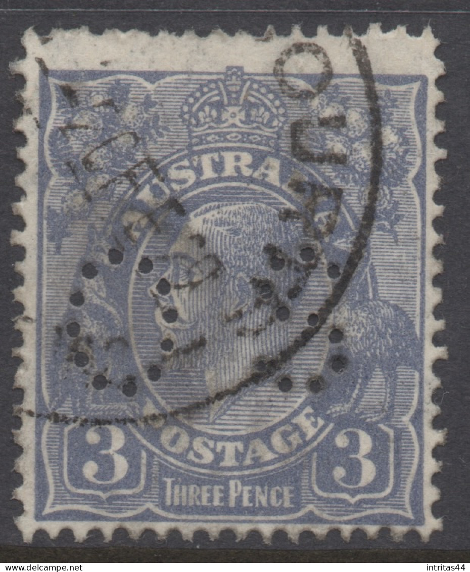 AUSTRALIA 1926-30 3d DULL - ULTRAMARINE  KGV STAMP "OS" PERF.13.1/2 X12.1/2  SMW SG.O106 VFU - Gebruikt