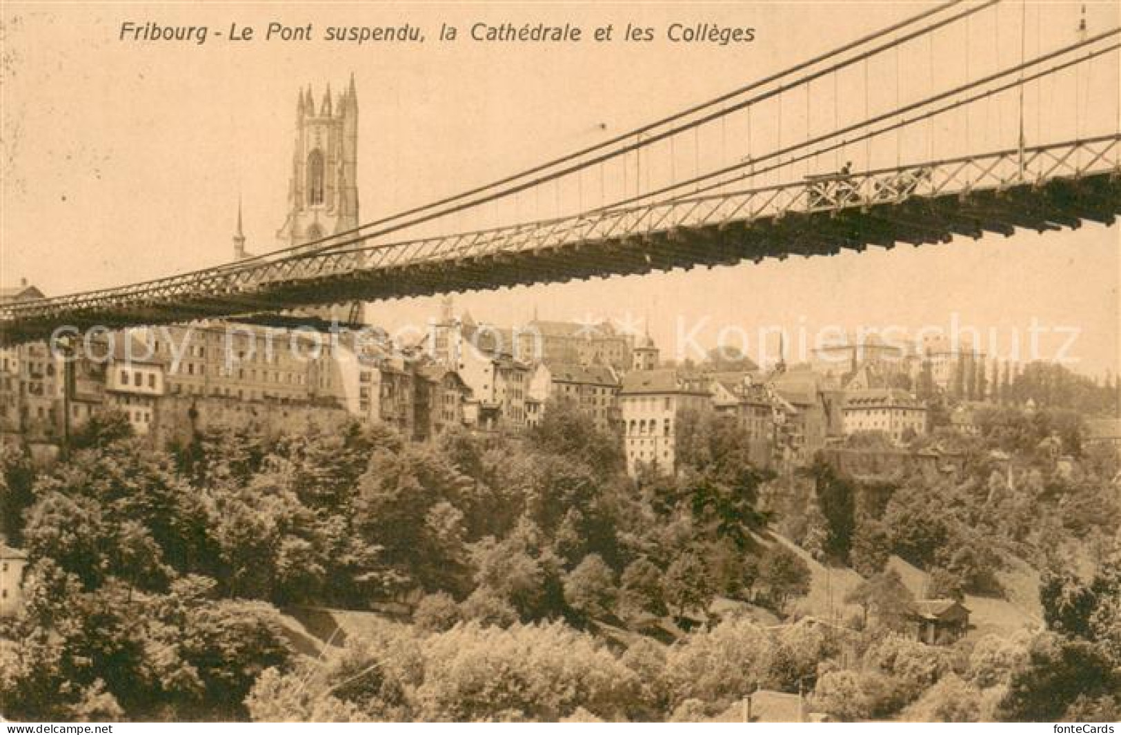 13738362 Fribourg FR Le Pont Suspendu La Cathedrale Et Les Colleges Fribourg FR - Autres & Non Classés