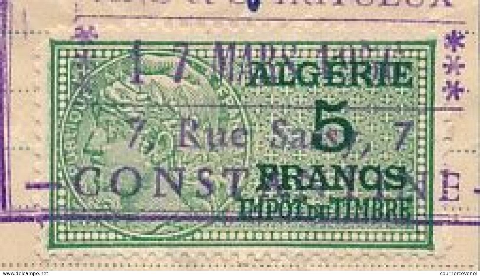 ALGERIE - 4 Fiscaux Impôt Du Timbre 5 Francs Vert Type Daussy Sur Facturettes Caves Pierrot Constantine 1956 - Sonstige & Ohne Zuordnung