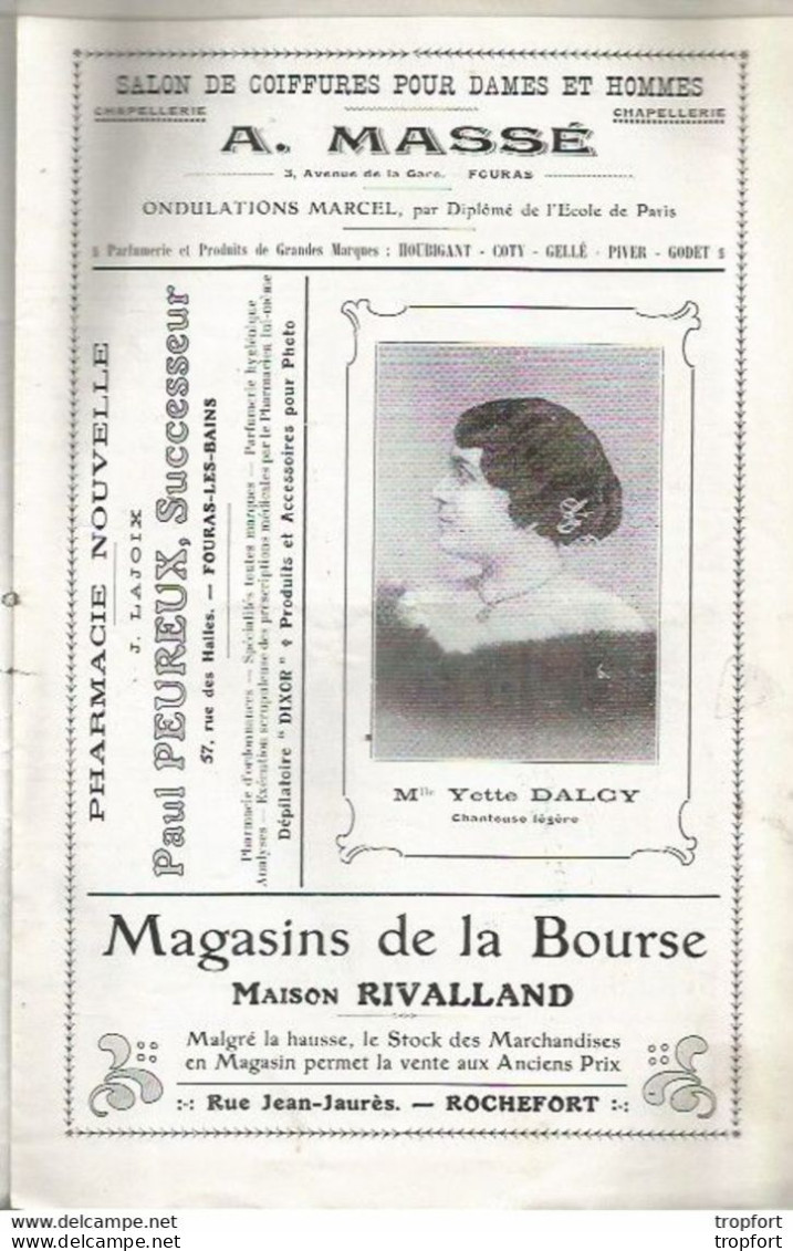 Bk / Vintage / Old French Theater Program // Programme Théâtre CASINO De Fouras :rochefort-sur-mer 1924 - Programs