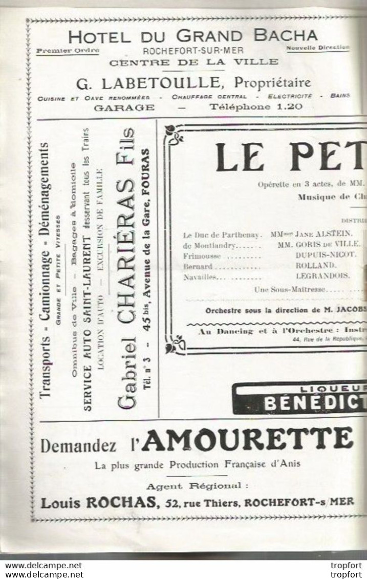 Bk / Vintage / Old French Theater Program // Programme Théâtre CASINO De Fouras :rochefort-sur-mer 1924 - Programmes