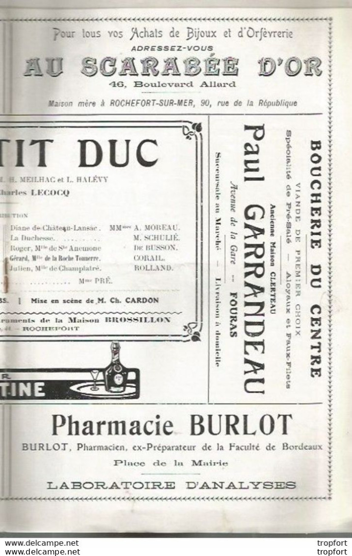 Bk / Vintage / Old French Theater Program // Programme Théâtre CASINO De Fouras :rochefort-sur-mer 1924 - Programma's