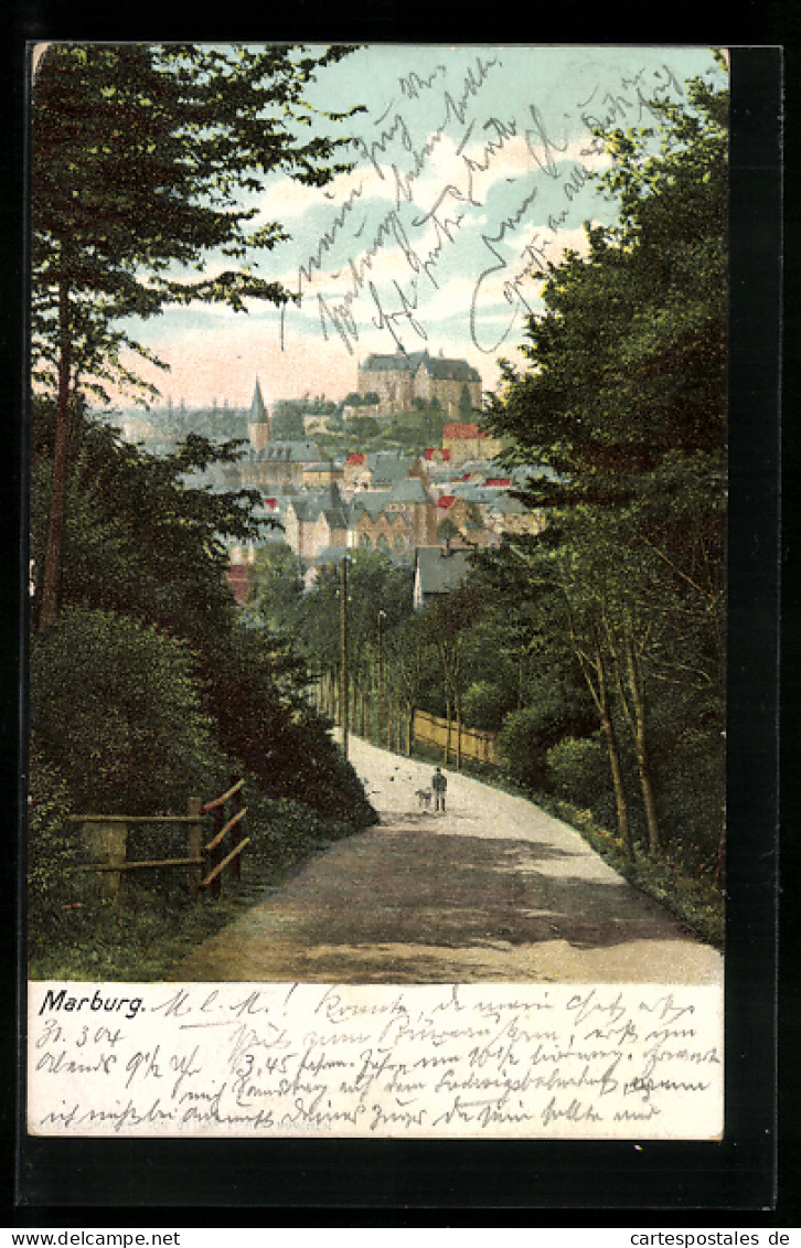 AK Marburg, Idyllischer Weg Mit Blick Auf Die Stadt  - Marburg