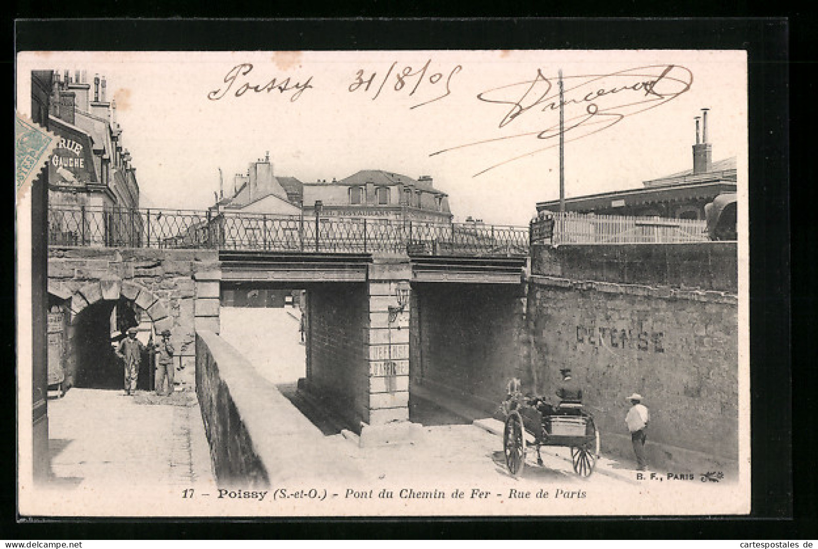 CPA Poissy, Pont Du Chemin De Fer, Rue De Paris  - Poissy