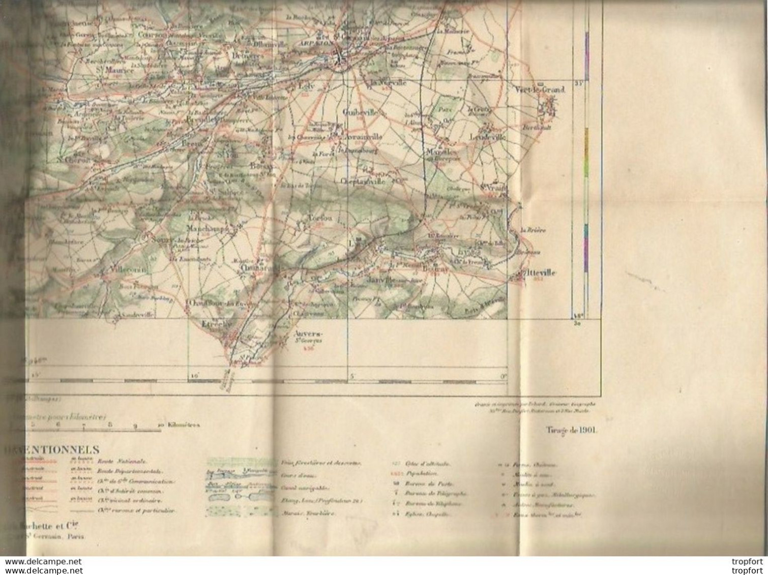 FF / Vintage / Carte De Poche MINISTERE DE L'INTERIEUR DOURDAN Tirage De 1901 - Mapas Geográficas