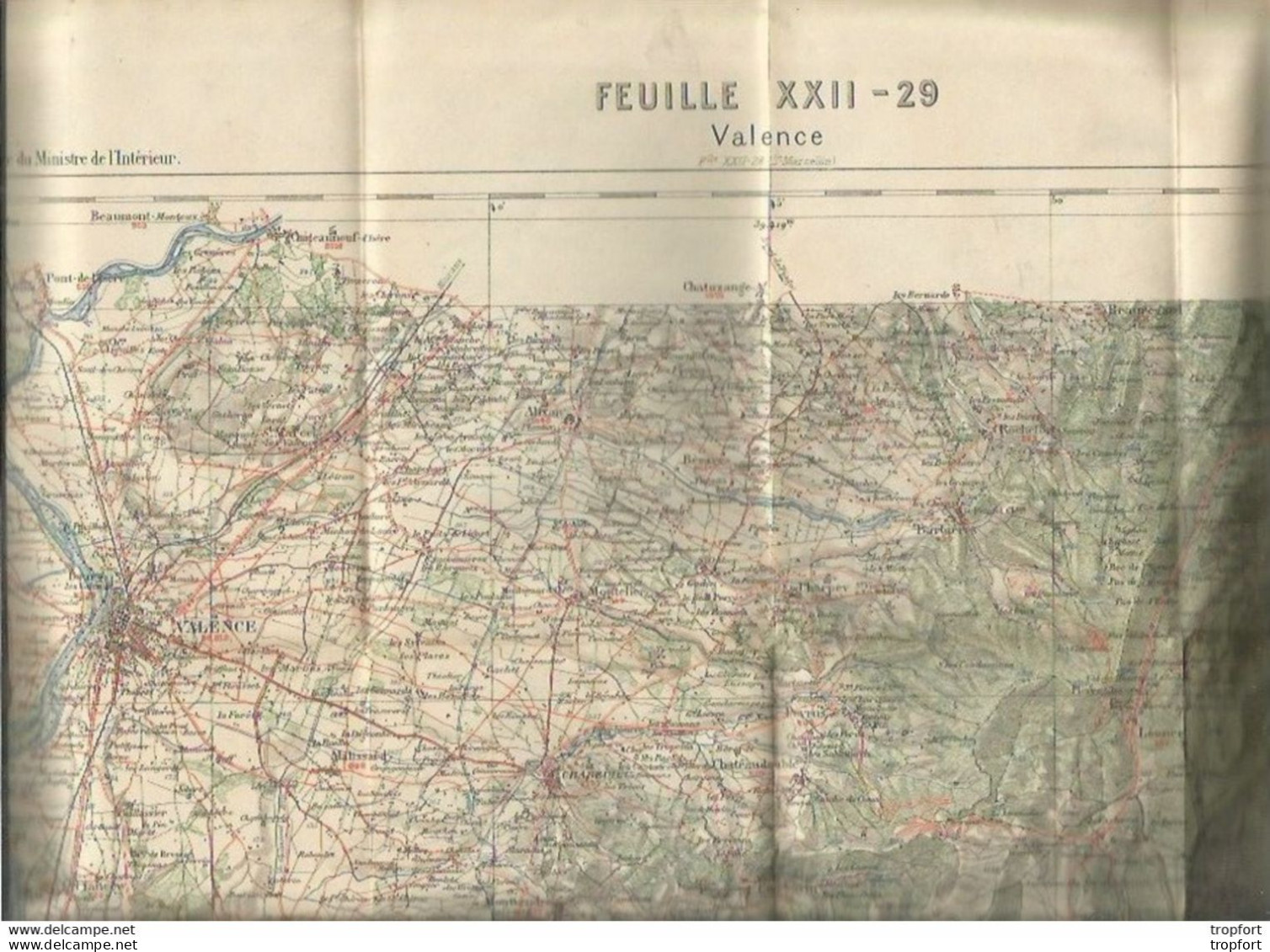 FF / Vintage / Carte De Poche MINISTERE DE L'INTERIEUR VALENCE Tirage De 1897 - Geographical Maps