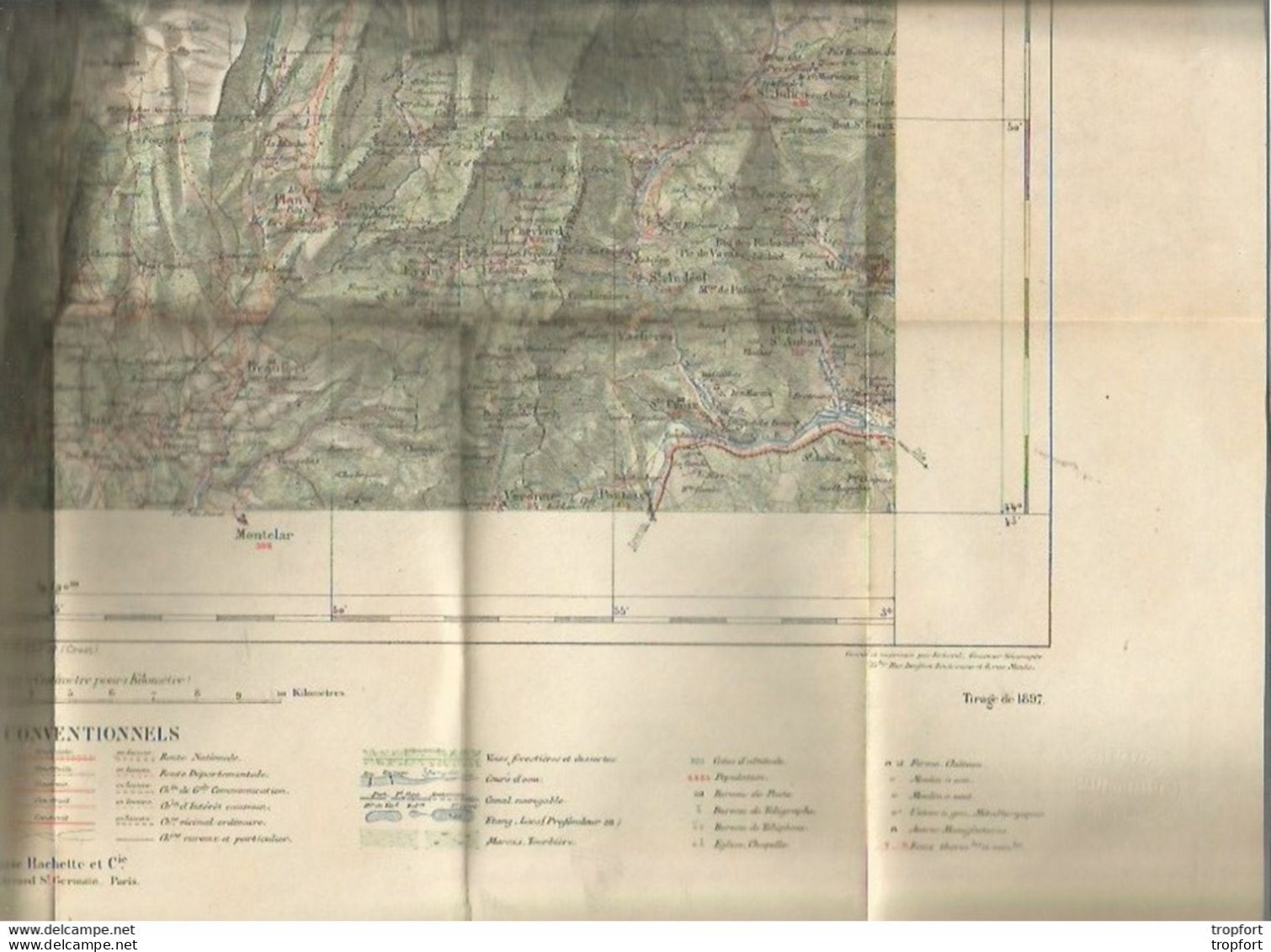 FF / Vintage / Carte De Poche MINISTERE DE L'INTERIEUR VALENCE Tirage De 1897 - Landkarten