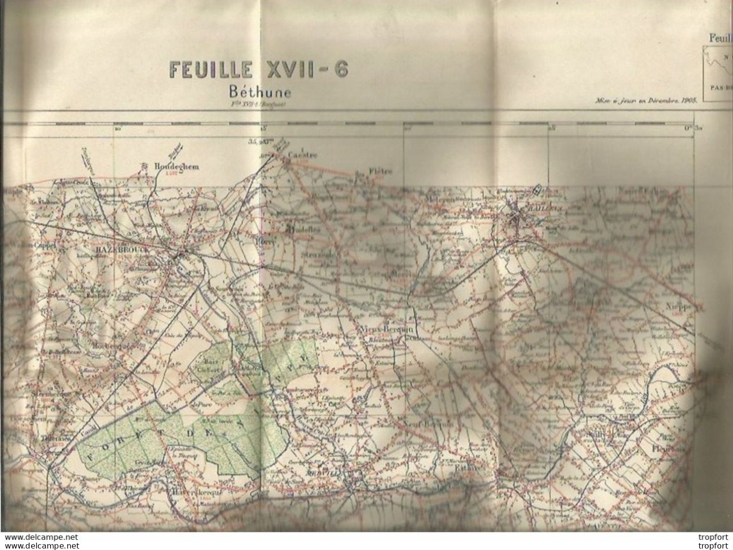 FF / Vintage / Carte De Poche MINISTERE DE L'INTERIEUR BETHUNE Tirage De 1915 Béthune Pas De Calais - Carte Geographique