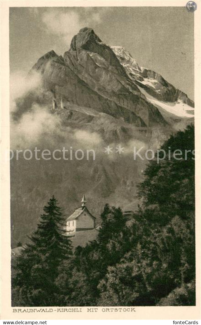 13737921 Braunwald GL Kirchli Mit Ortstock Braunwald GL - Other & Unclassified