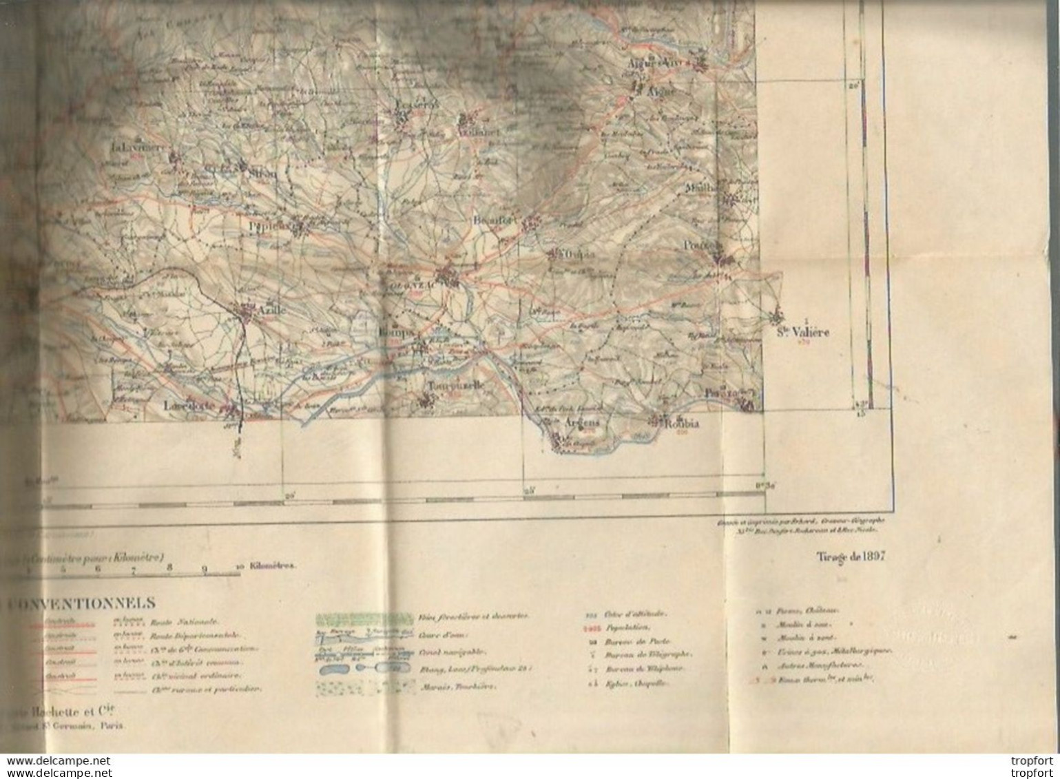 FF / Vintage / Carte De Poche MINISTERE DE L'INTERIEUR St PONS Tirage De 1897 Saint PONS Ardeche - Geographische Kaarten