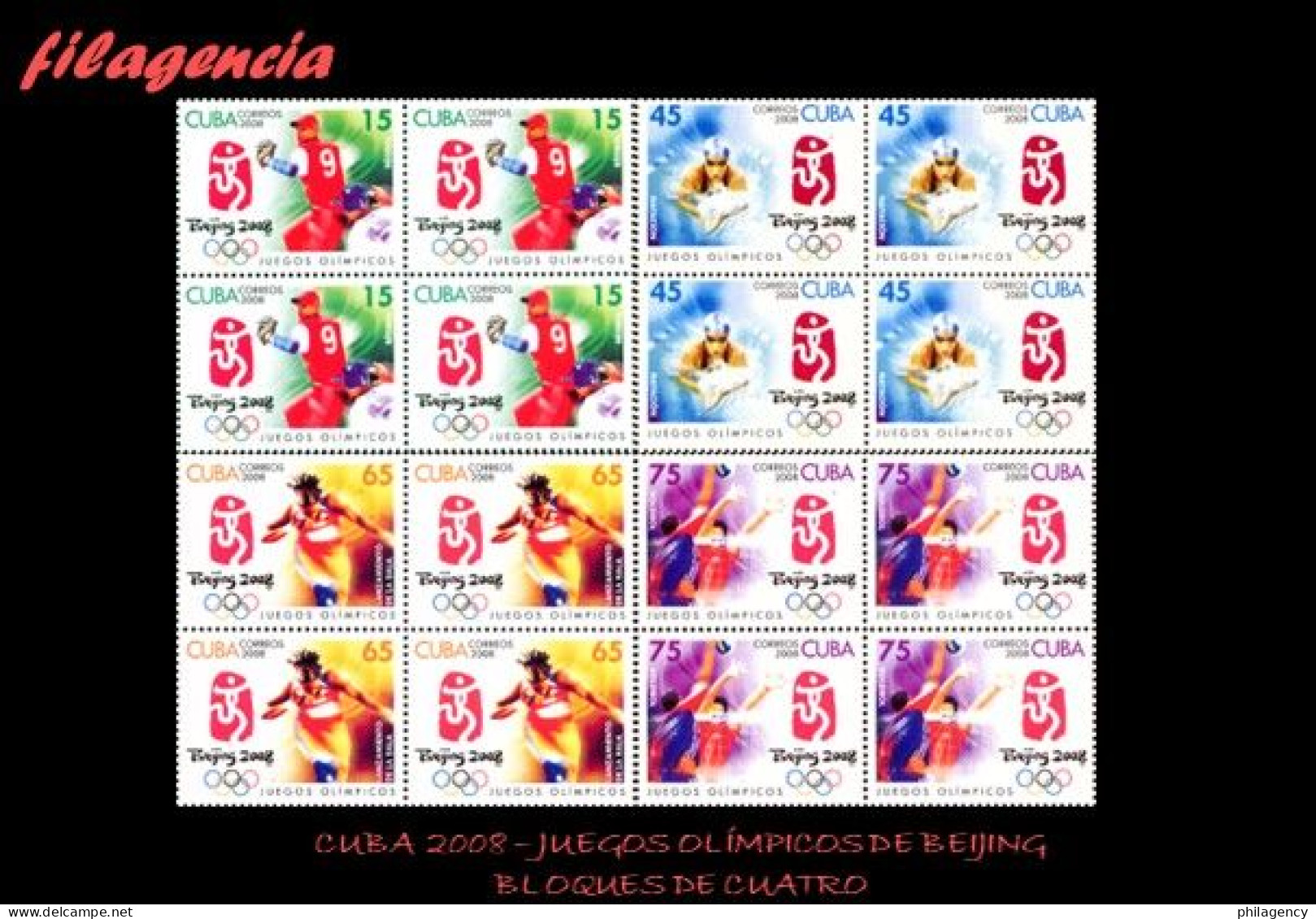 CUBA. BLOQUES DE CUATRO. 2008-02 JUEGOS OLÍMPICOS EN BEIJING - Unused Stamps