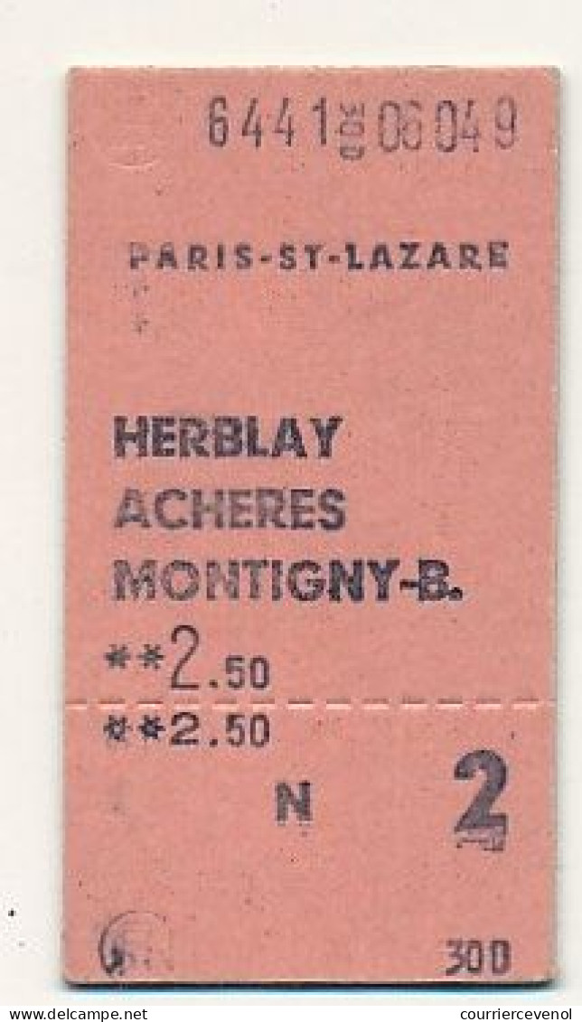 SNCF - Ticket 2eme Classe Place Entière - Paris St Lazare => Herblay, Achères, Montigny - Europe