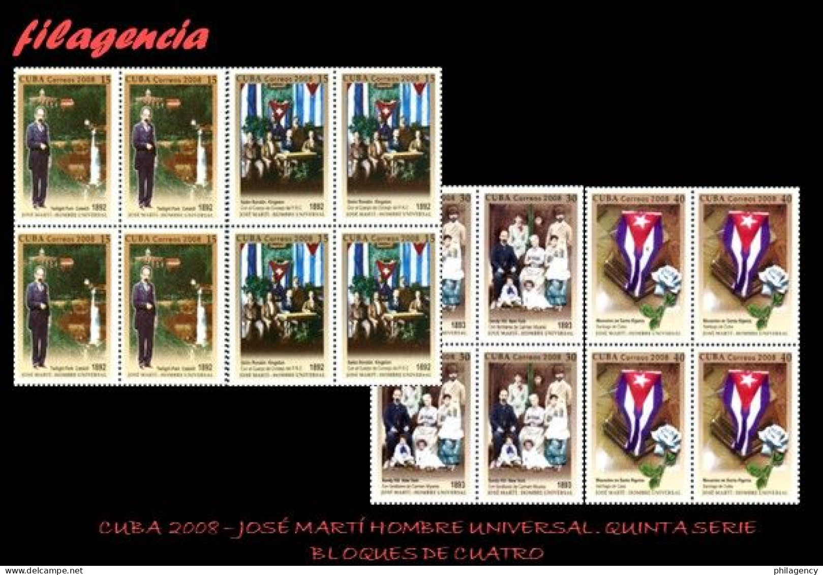 CUBA. BLOQUES DE CUATRO. 2008-03 JOSÉ MARTÍ. HOMBRE UNIVERSAL. QUINTA SERIE - Unused Stamps