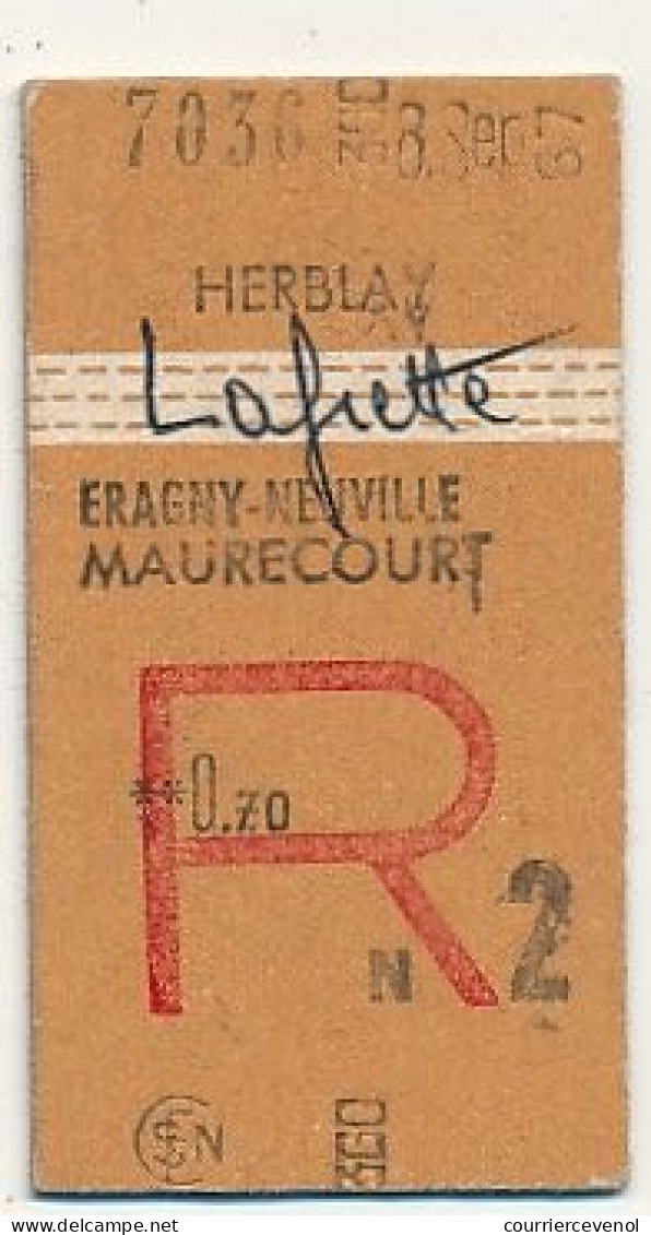 SNCF - Ticket 2eme Classe Place Entière - Herblay => Lafrette, Epagny-Neuville, Maurecourt + Retour Au Dos - Europa