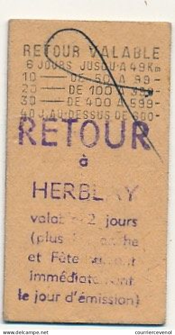 SNCF - Ticket 2eme Classe Place Entière - Herblay => Lafrette, Epagny-Neuville, Maurecourt + Retour Au Dos - Europe