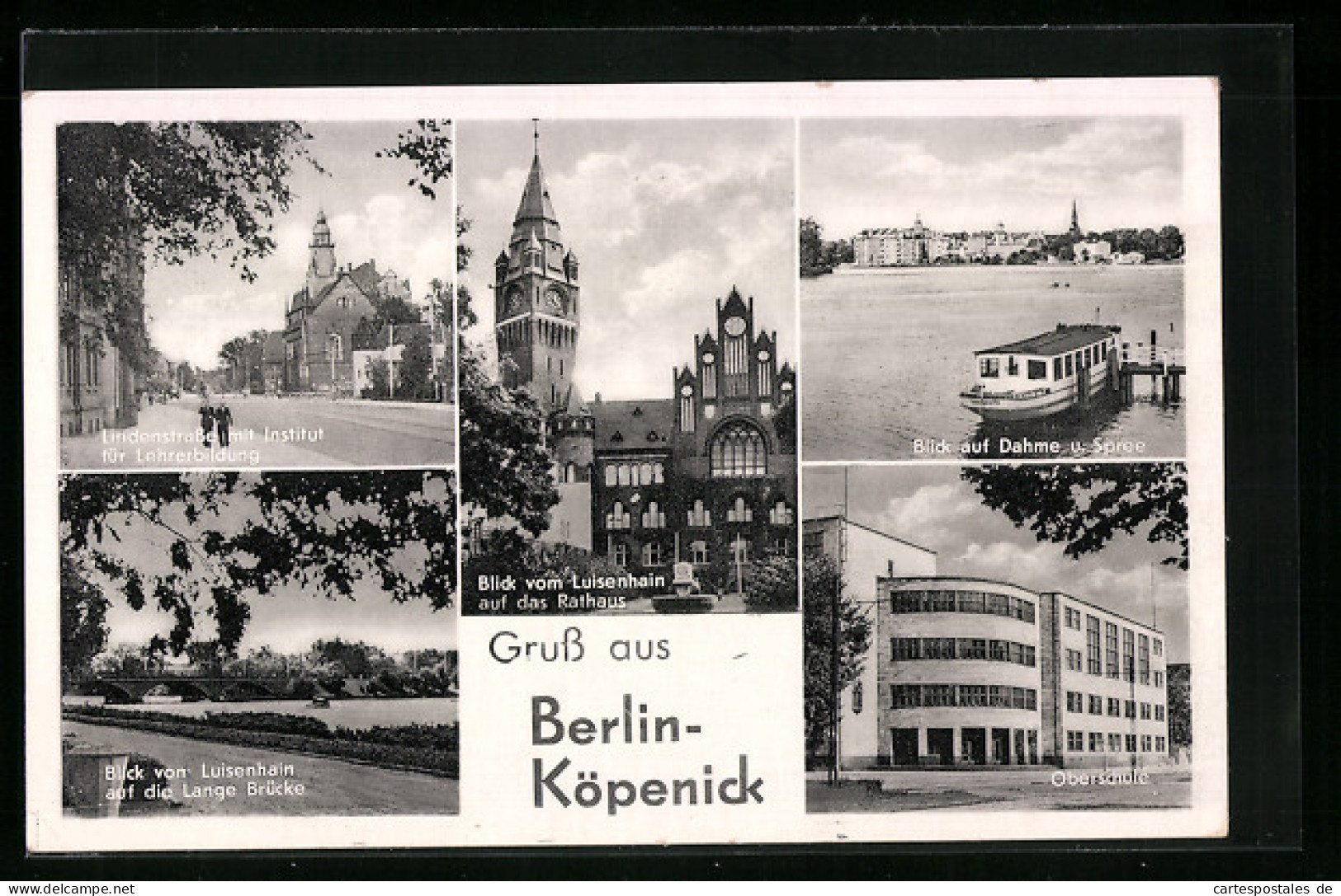 AK Berlin-Köpenick, Blick Auf Das Rathaus, Lindenstrasse Mit Institut Für Lehrerbildung  - Köpenick