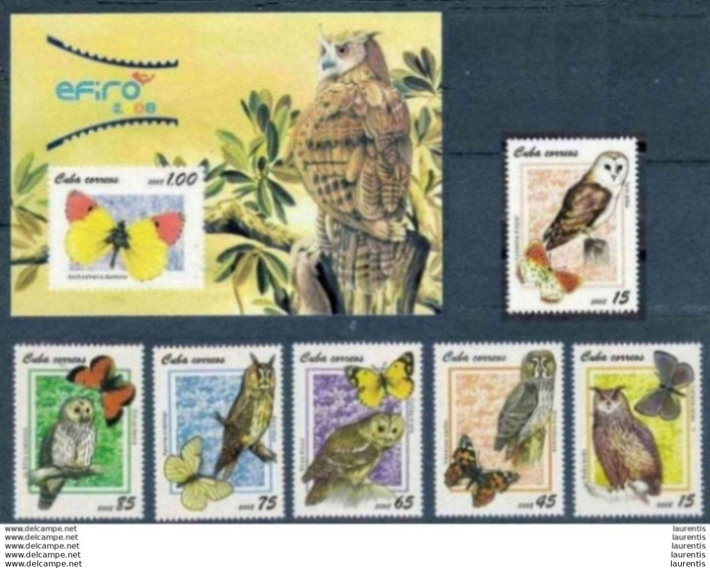 2861  Papillons - Butterflies - Owls - 2008 - No Gum - Cb - 1.85 - Gufi E Civette